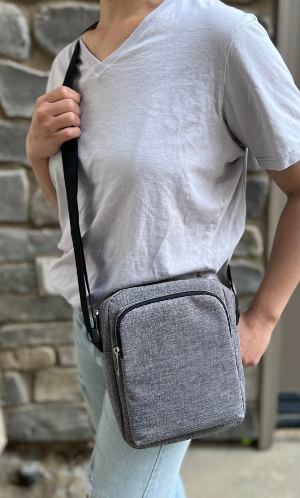 Heathered Three-Zipper Crossbody Sling Bag 3