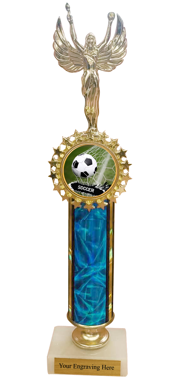 Round Column Trophy on Marble Base with Choice of Logo and Figure 4