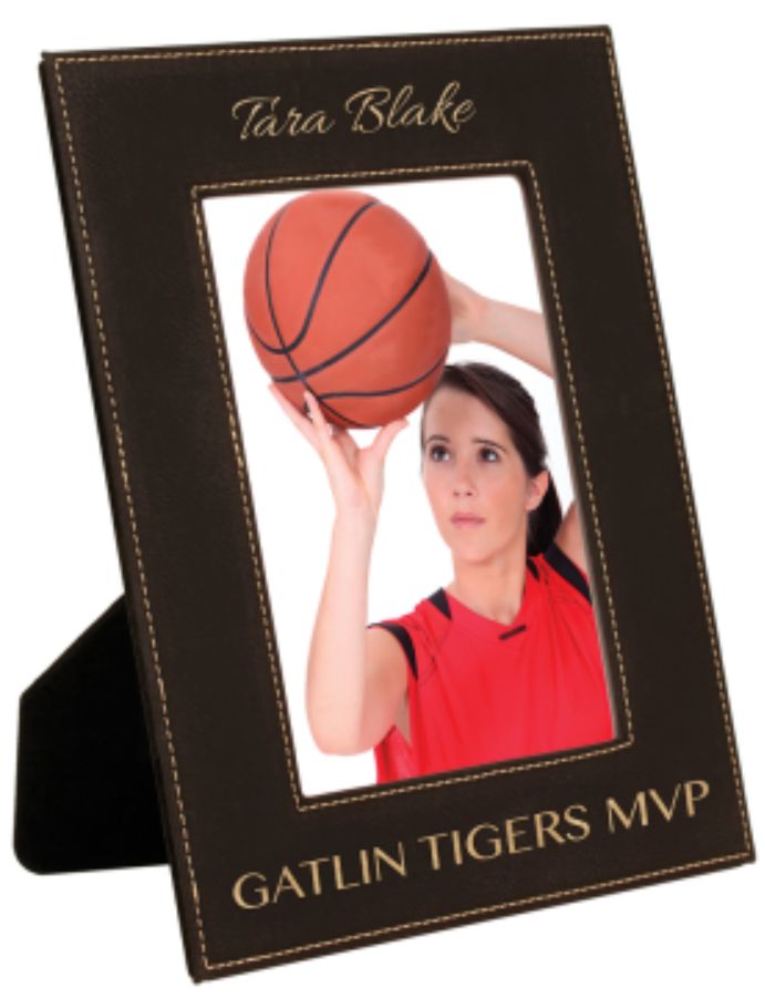 Custom Laser Engraved Black Leatherette Picture Frame