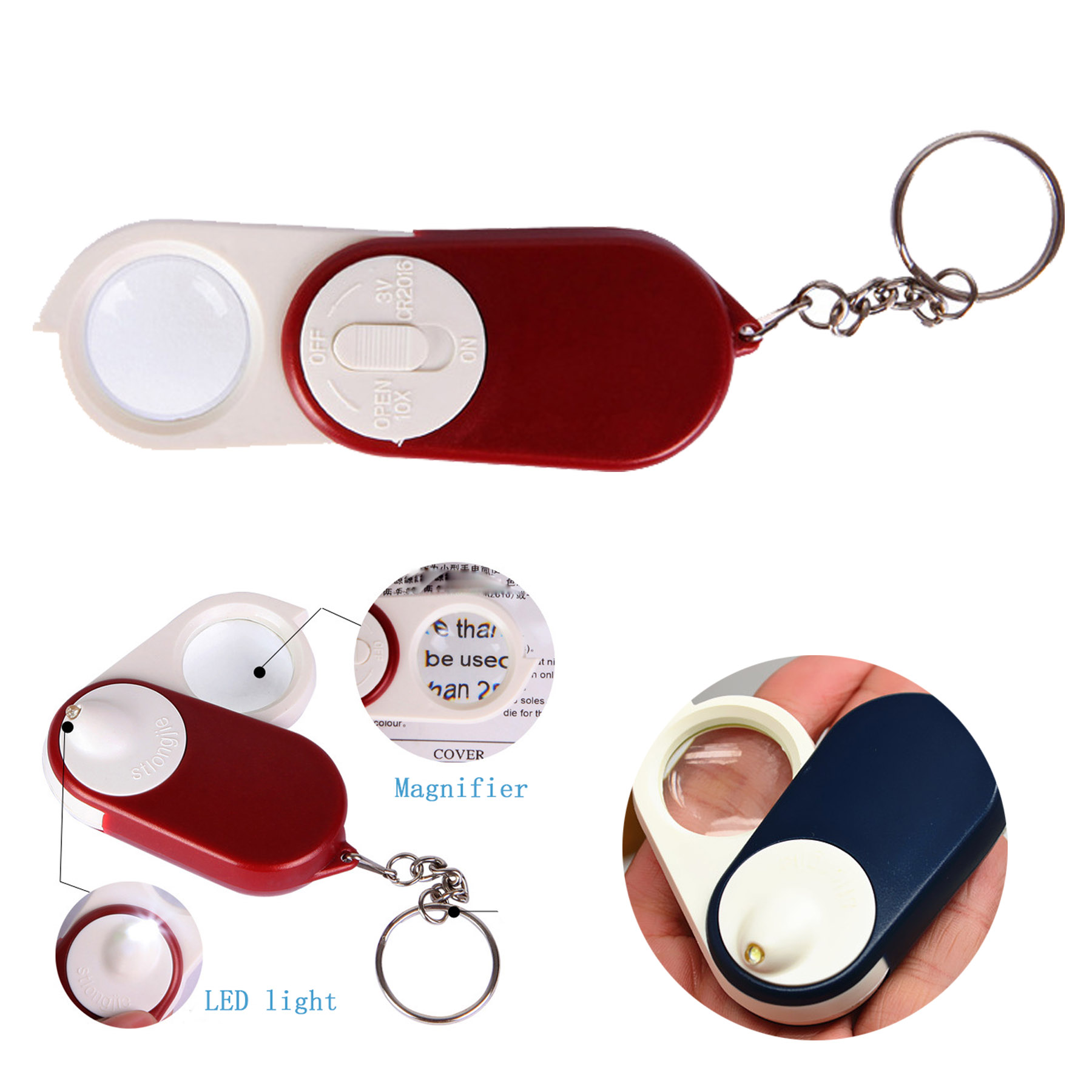 5X Foldable Magnifier Keychain With LED Light 1