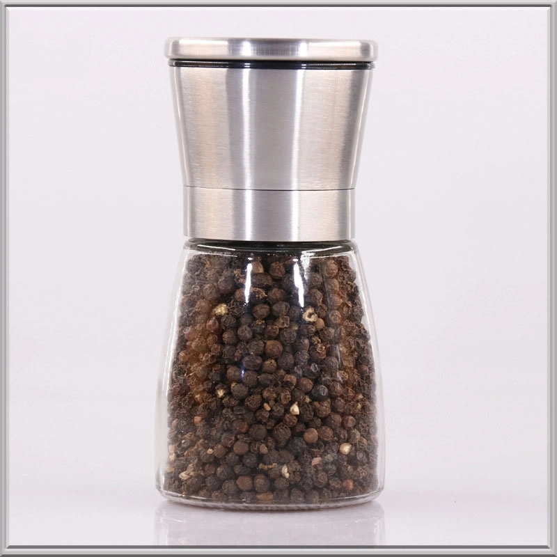 Custom Stainless Steel and glass bottle Pepper or Salt Mill 3