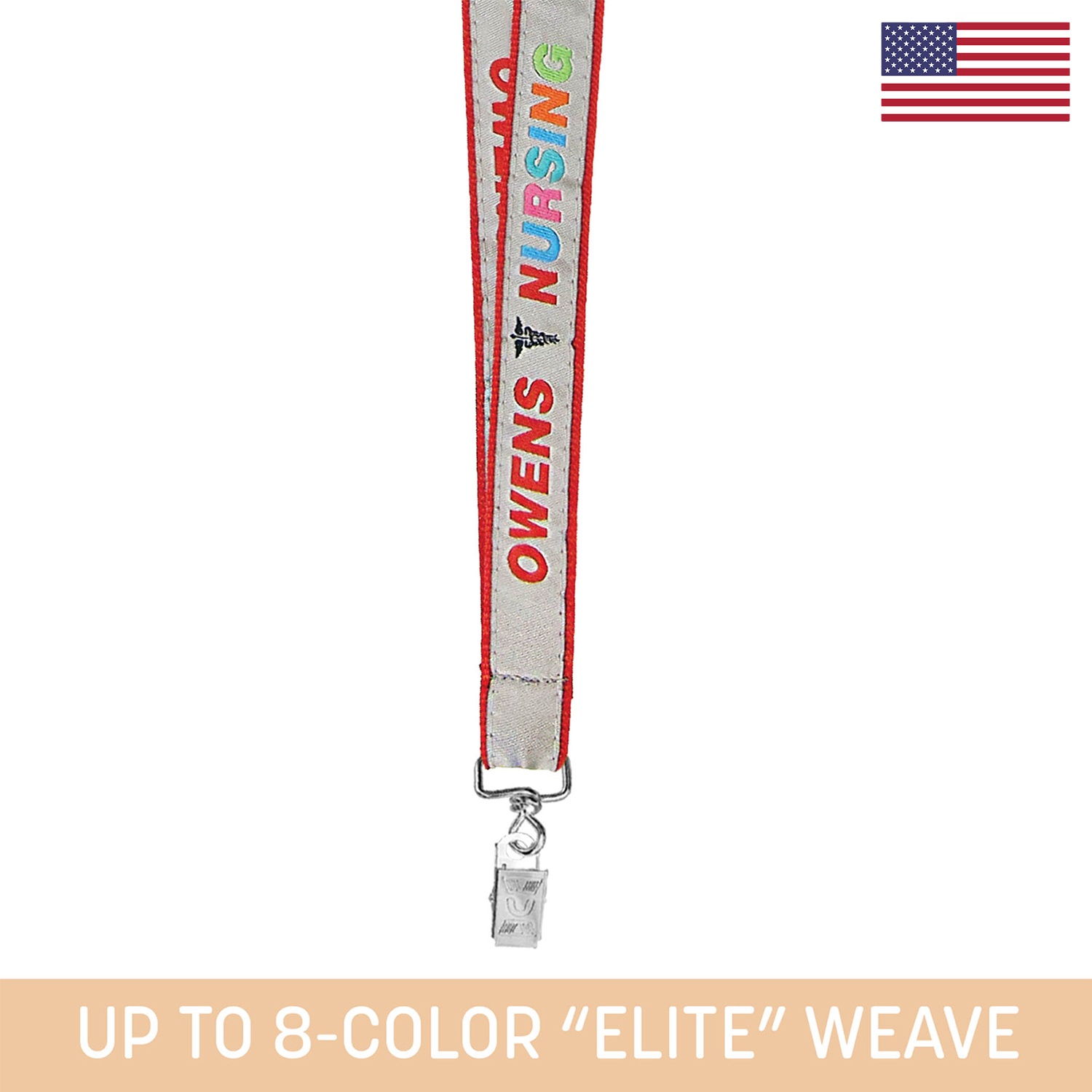 3/4" Woven Lanyard w. Swivel Bulldog Clip - "Elite" Weave