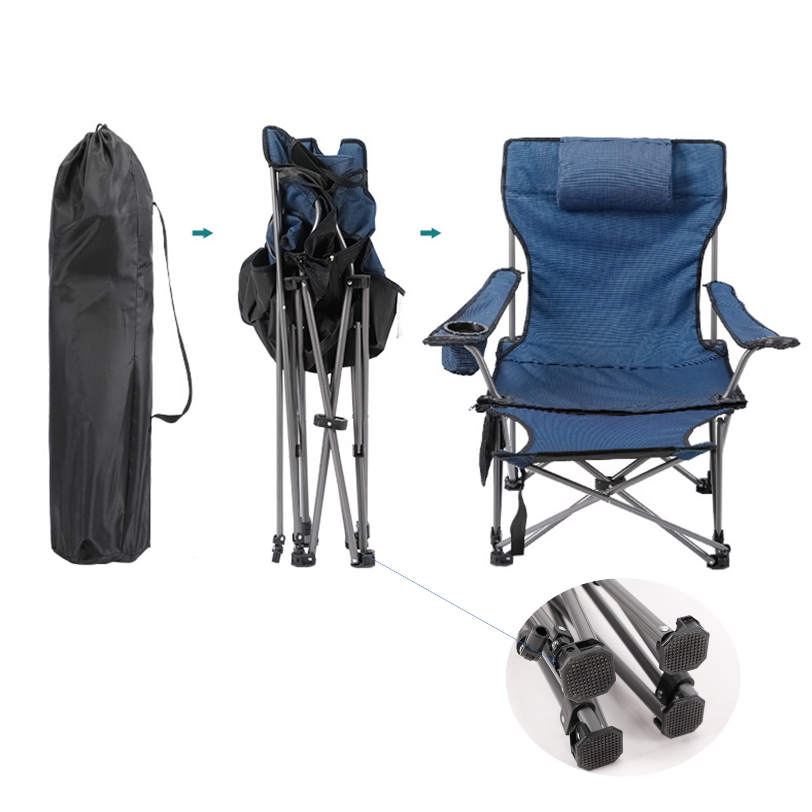 Outdoor Folding Chair with Removable Footrest 1