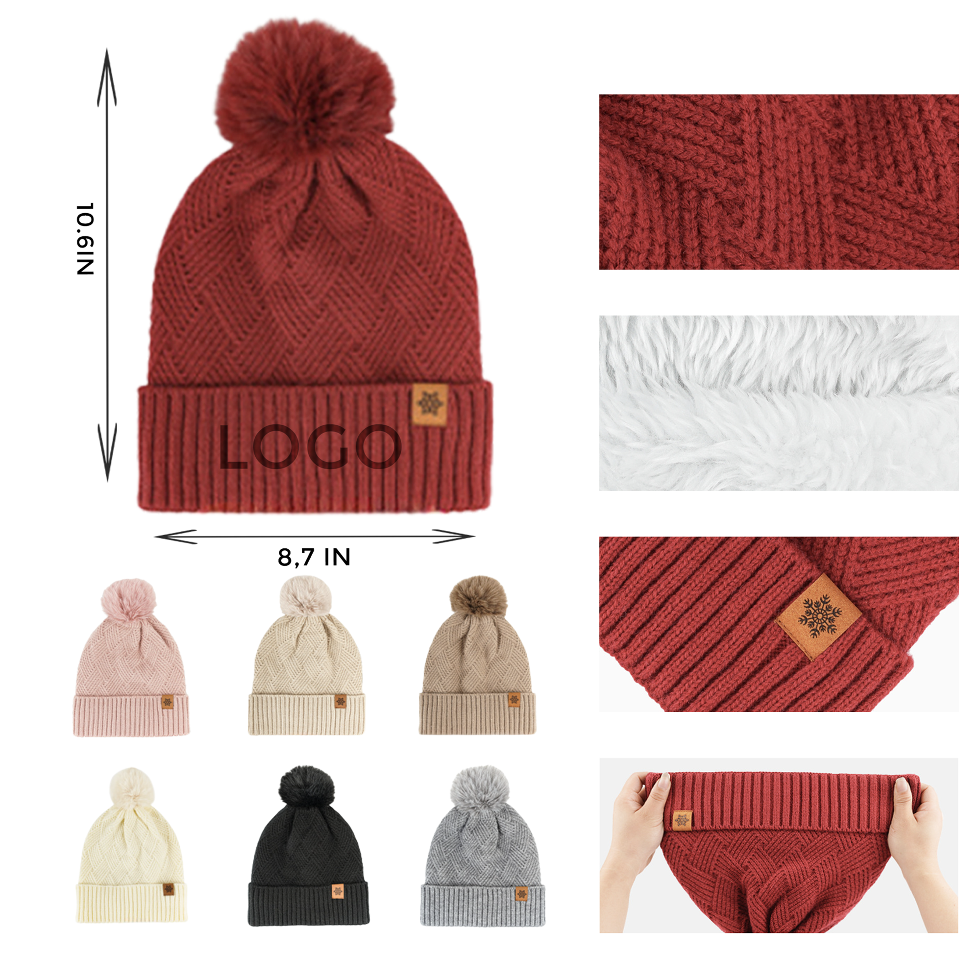 MOQ 10 PCS Warm Knitted Hat 2