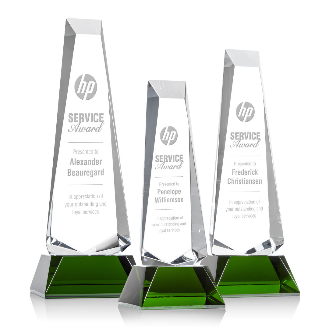 Rustern Obelisk Award on Base - Green 7