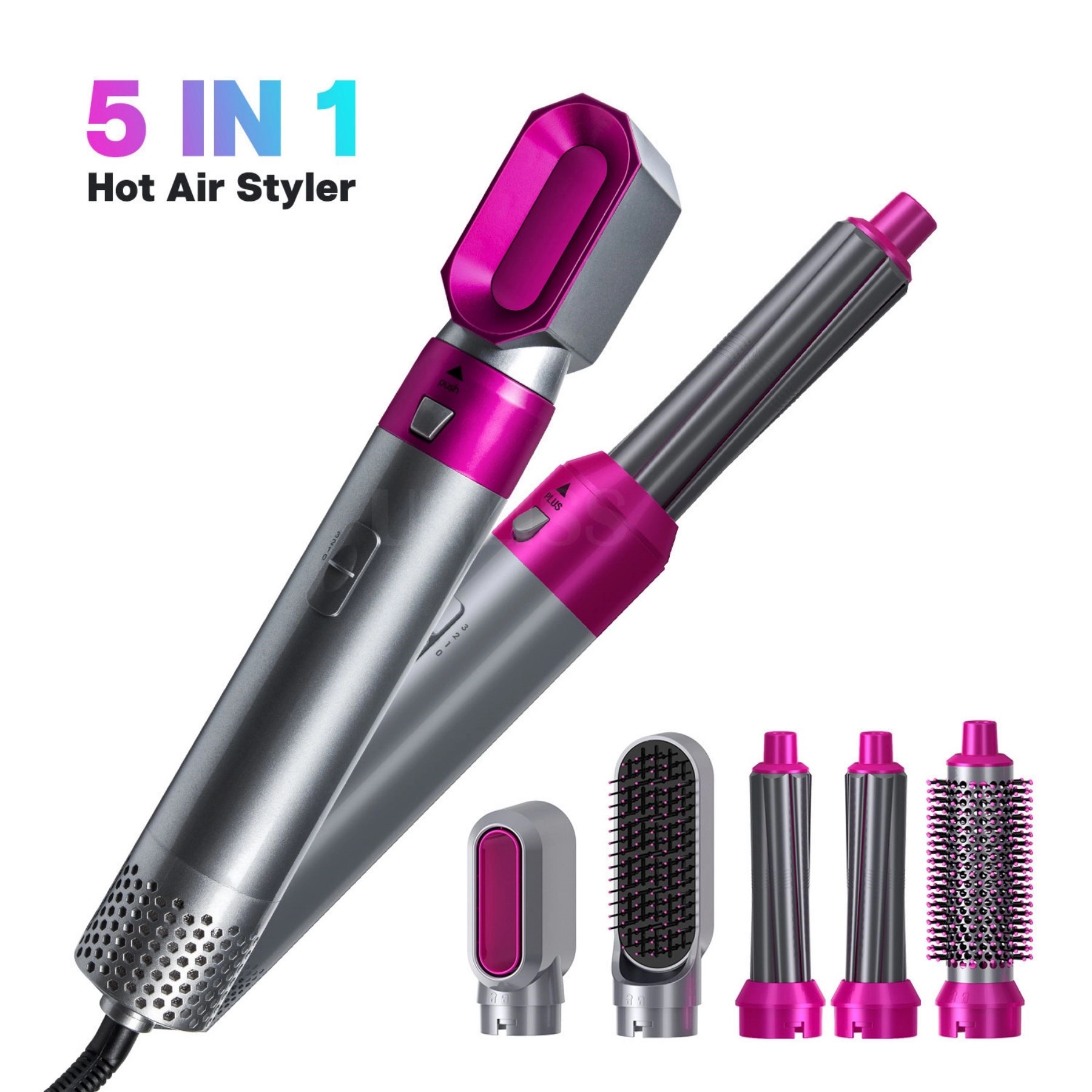 5IN1 Hair Dryer Hot Airwrap Straightener Brush Curling Iron 8