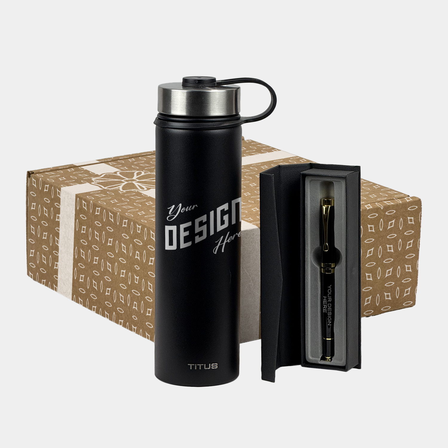 25 oz TiTUS® Premium Insulated Sports Bottle & Chrome Trim Pen Gift Set 2