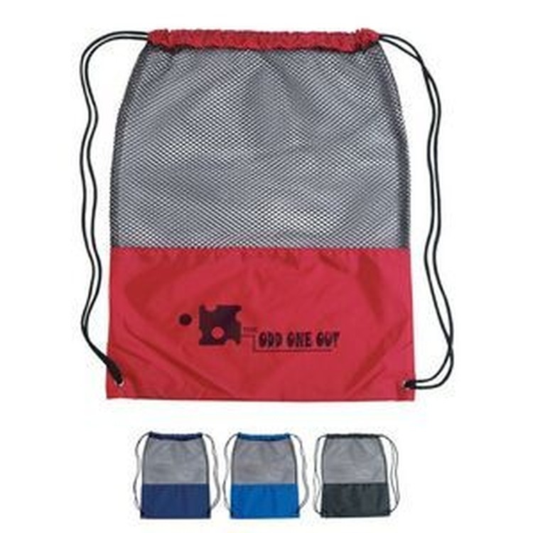 210D Nylon Mesh Drawstring Backpack (14"x17") - Larger Quantities 2