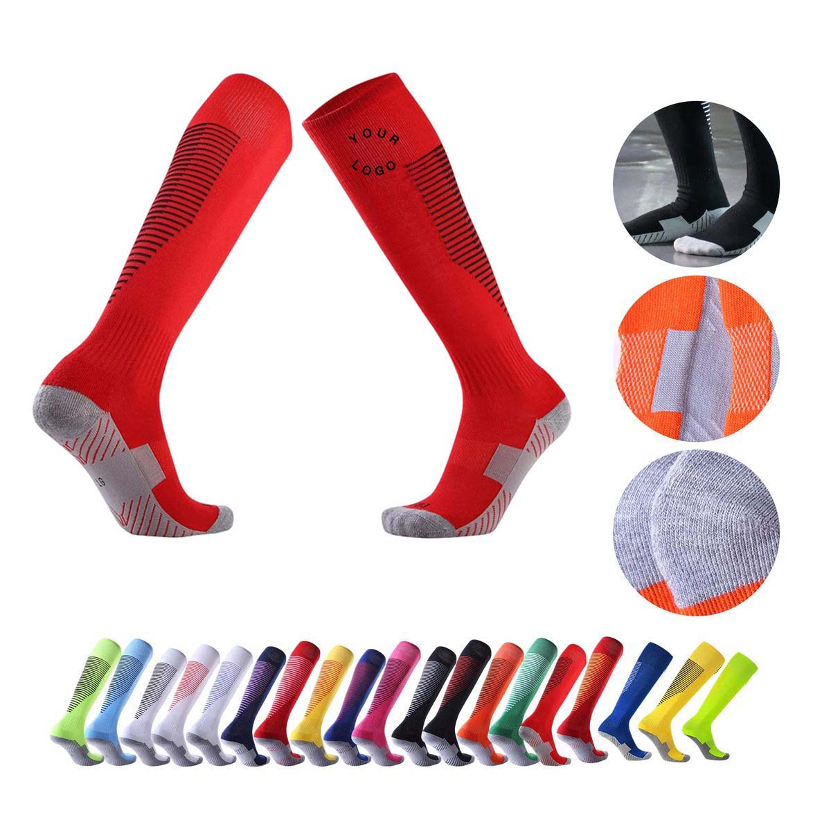 Long Soccer Socks with Breathable Polyester Fabric 24