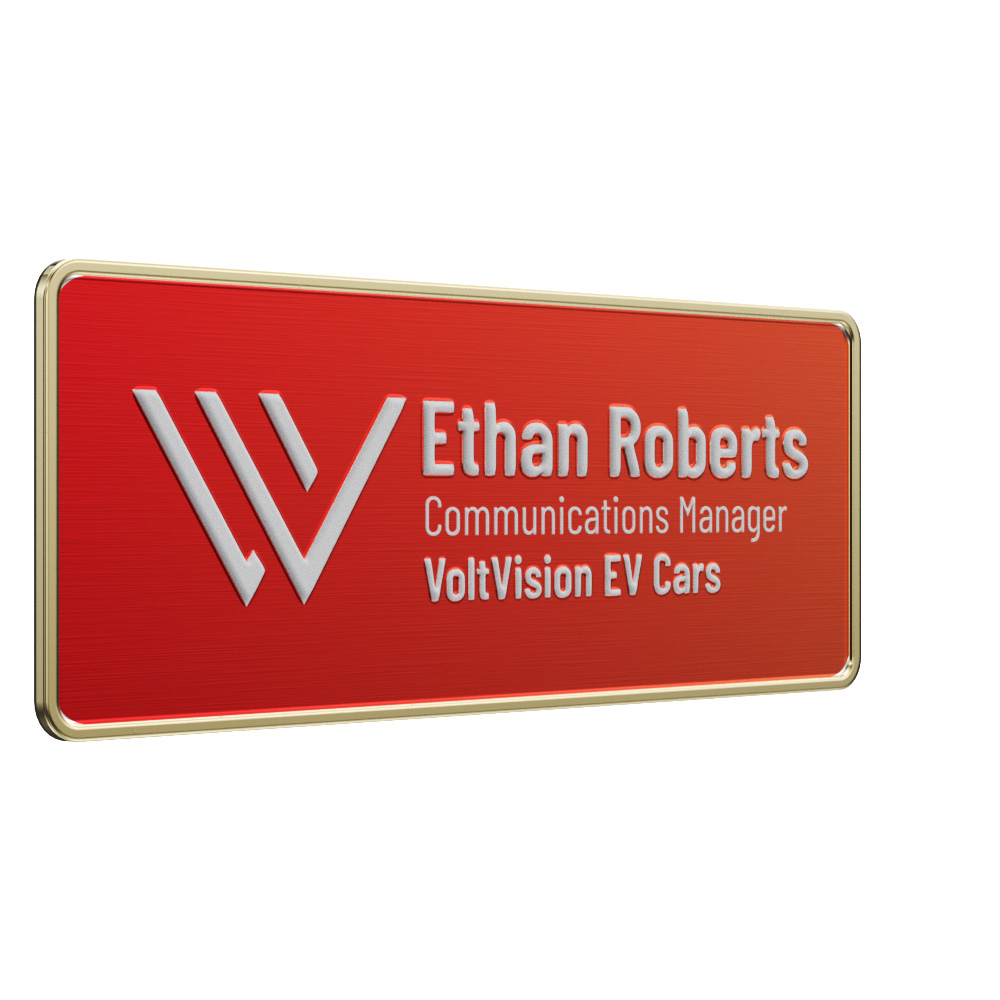 Texture Tone® Rectangle Metal Name Badge (3" x 1-1/4") 3