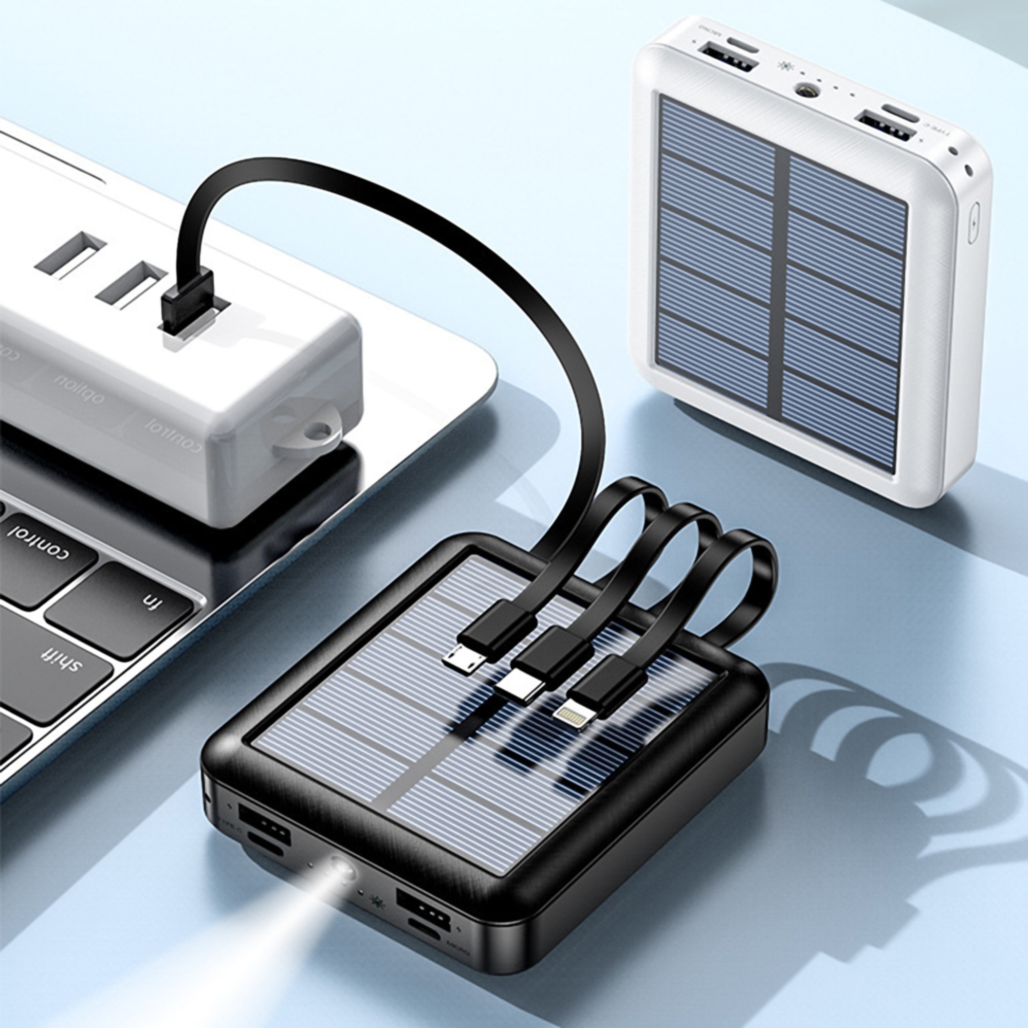 5000mAh Solar Power Bank Portable Charger w/Cable 3