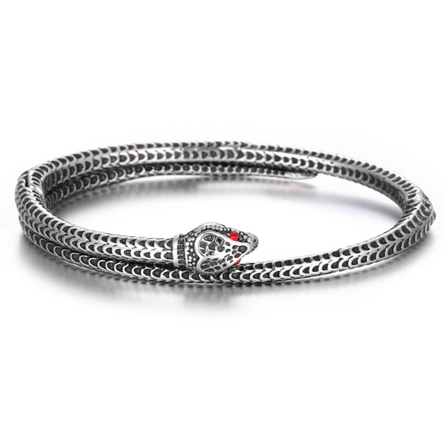 Stainless Steel Serpentine statement vintage ruby bracelet 2