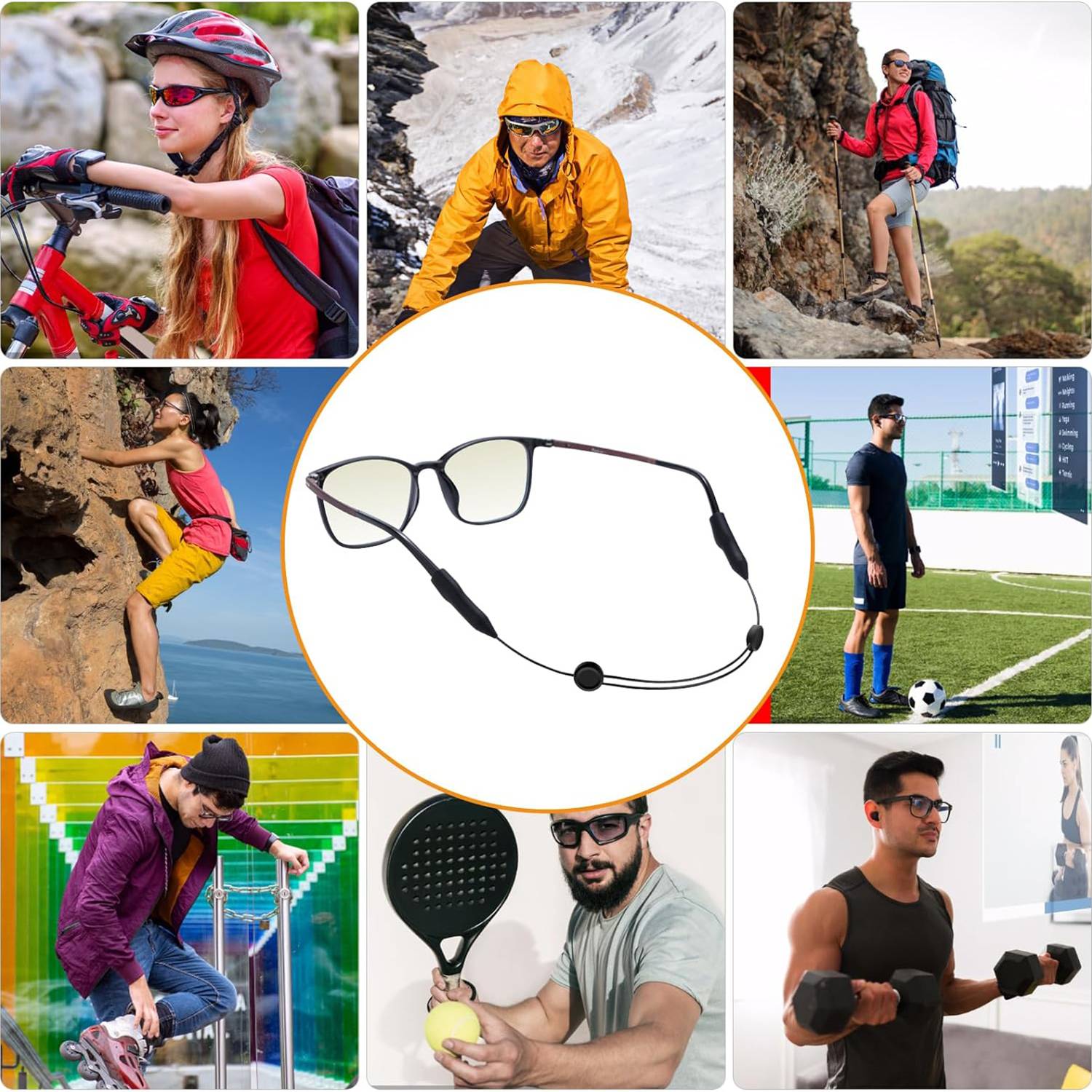 Adjustable eyeglass strap 6