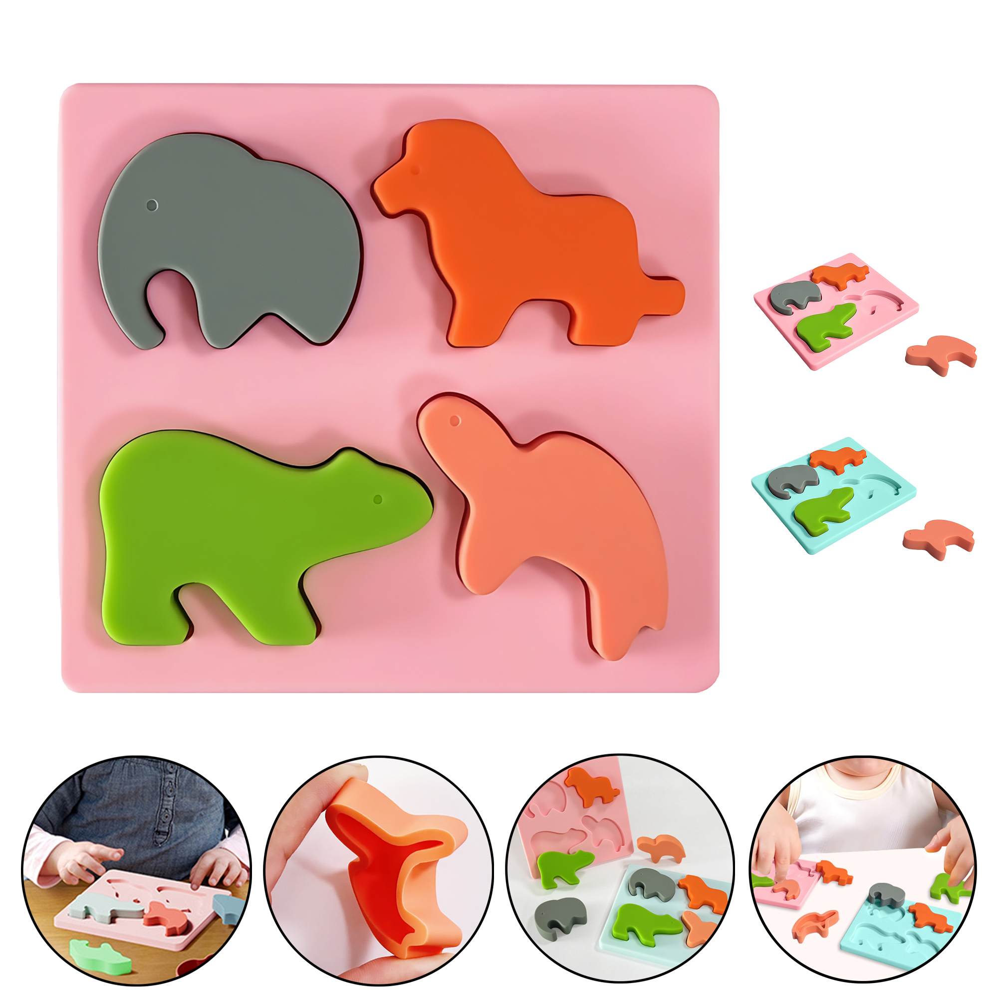 Soft Silicone Puzzle Mat for Kids - Early Learning Educational Toy with 3D Animal Shapes 2