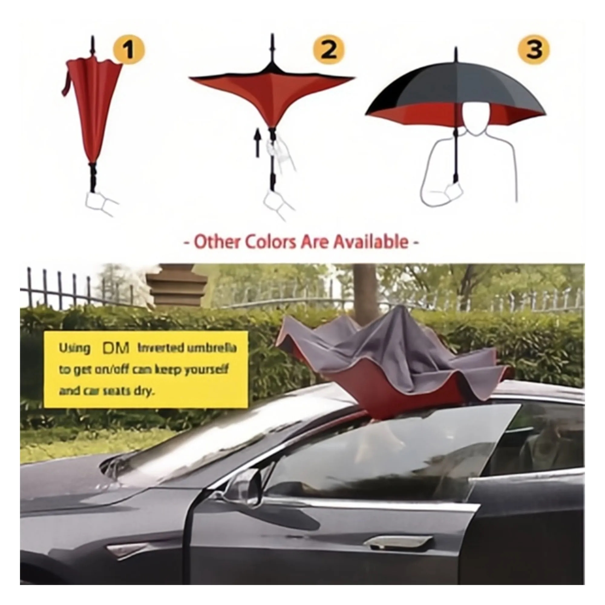 Double Layer Inverted Umbrella With C-Shaped Handle 2
