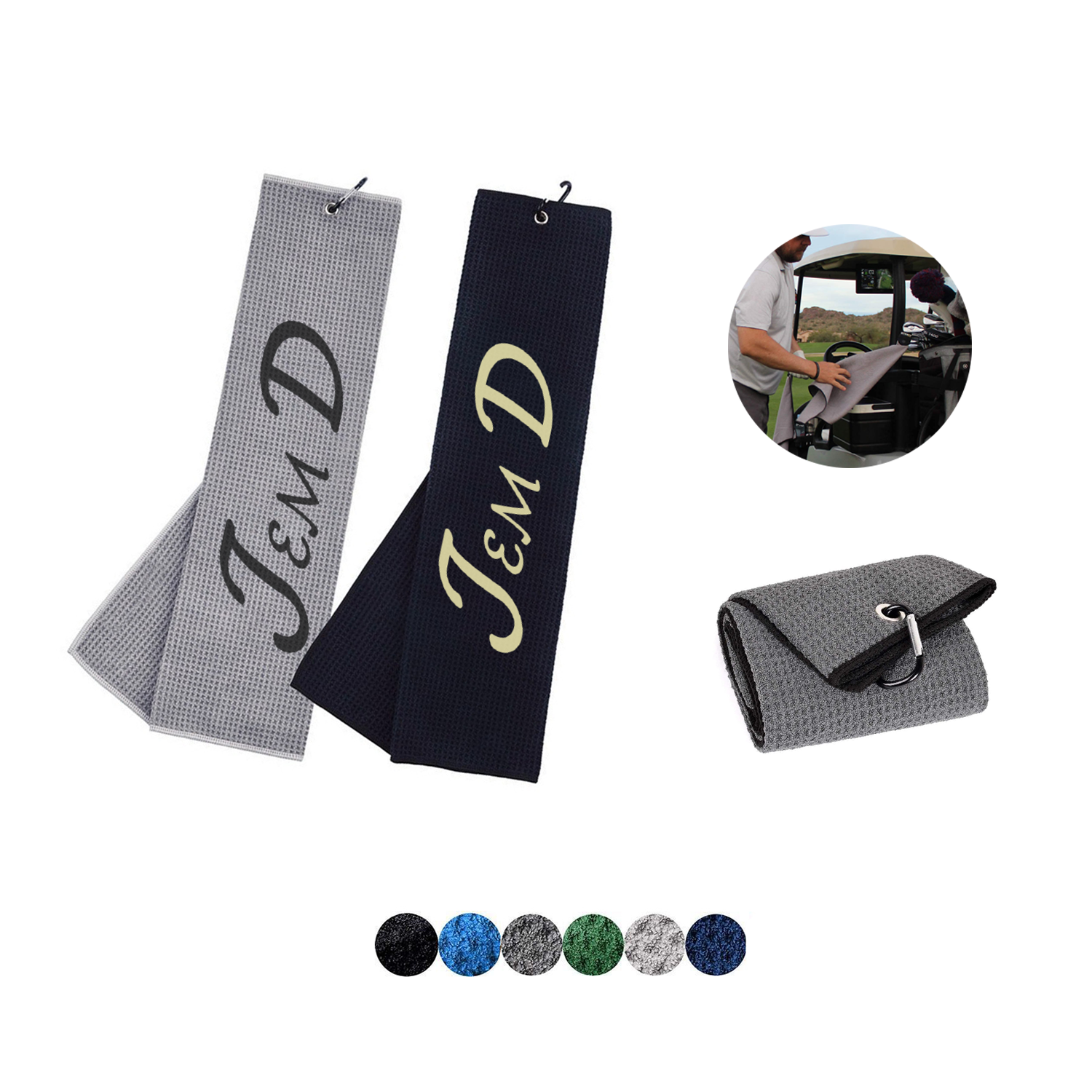 Tri-fold Golf Towel w/ Bag Hook 2