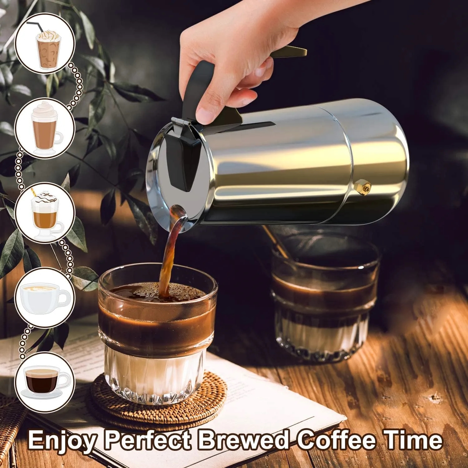 Espresso Moka Pot Percolator Coffee Machine Maker 3