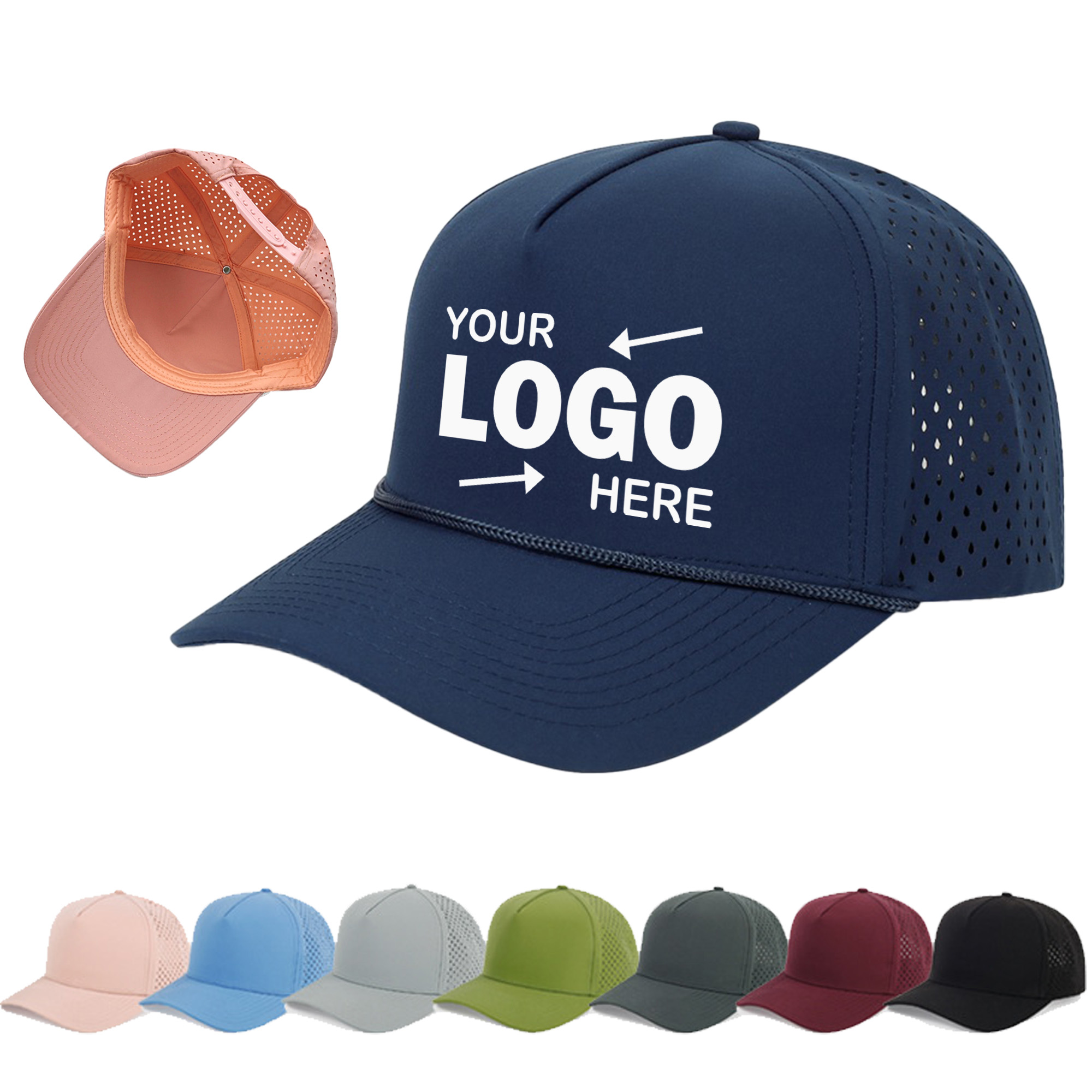 Multi Color Five Panel Polyester Baseball Caps 2
