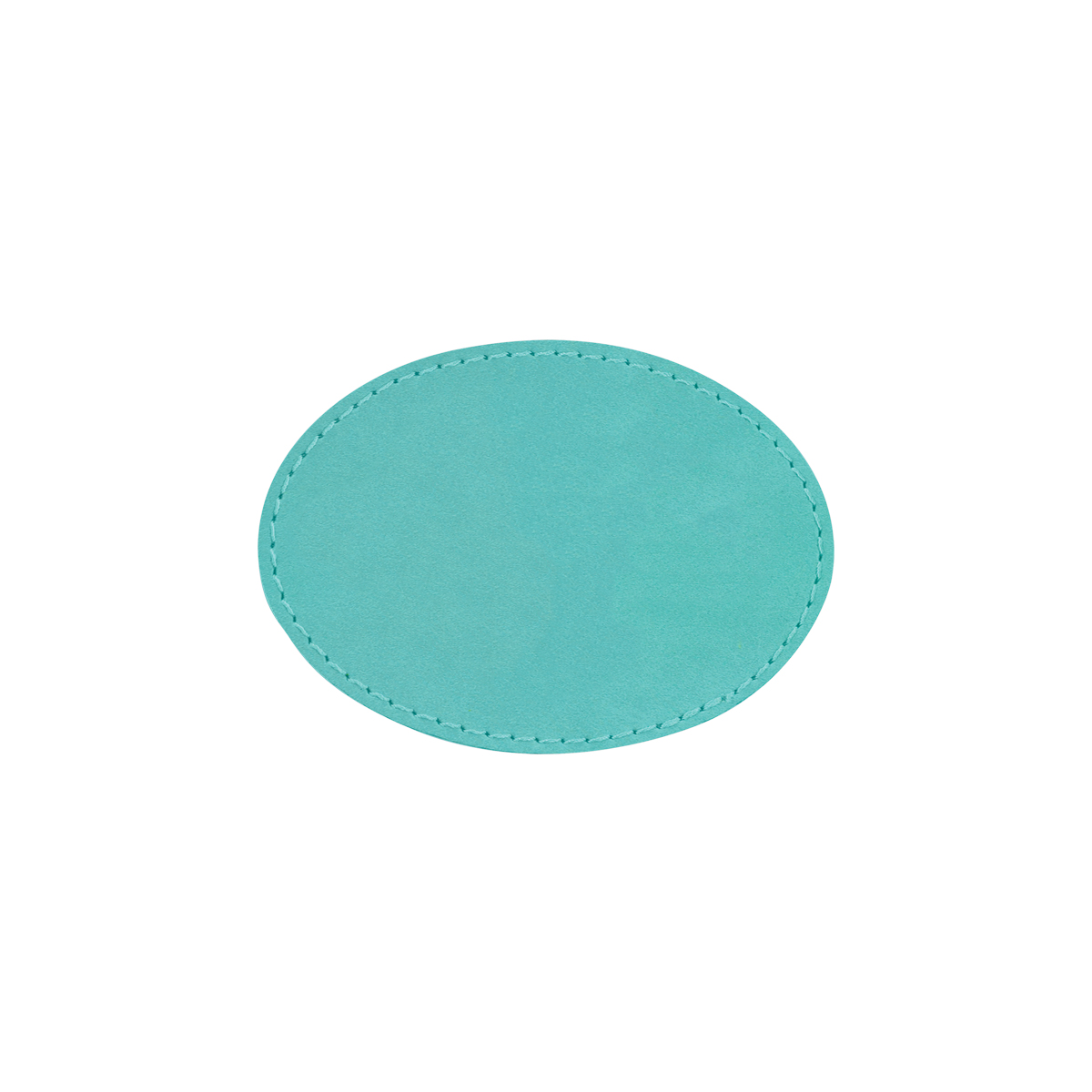 3" x 2" Teal Leatherette Oval Patch with Adhesive 3