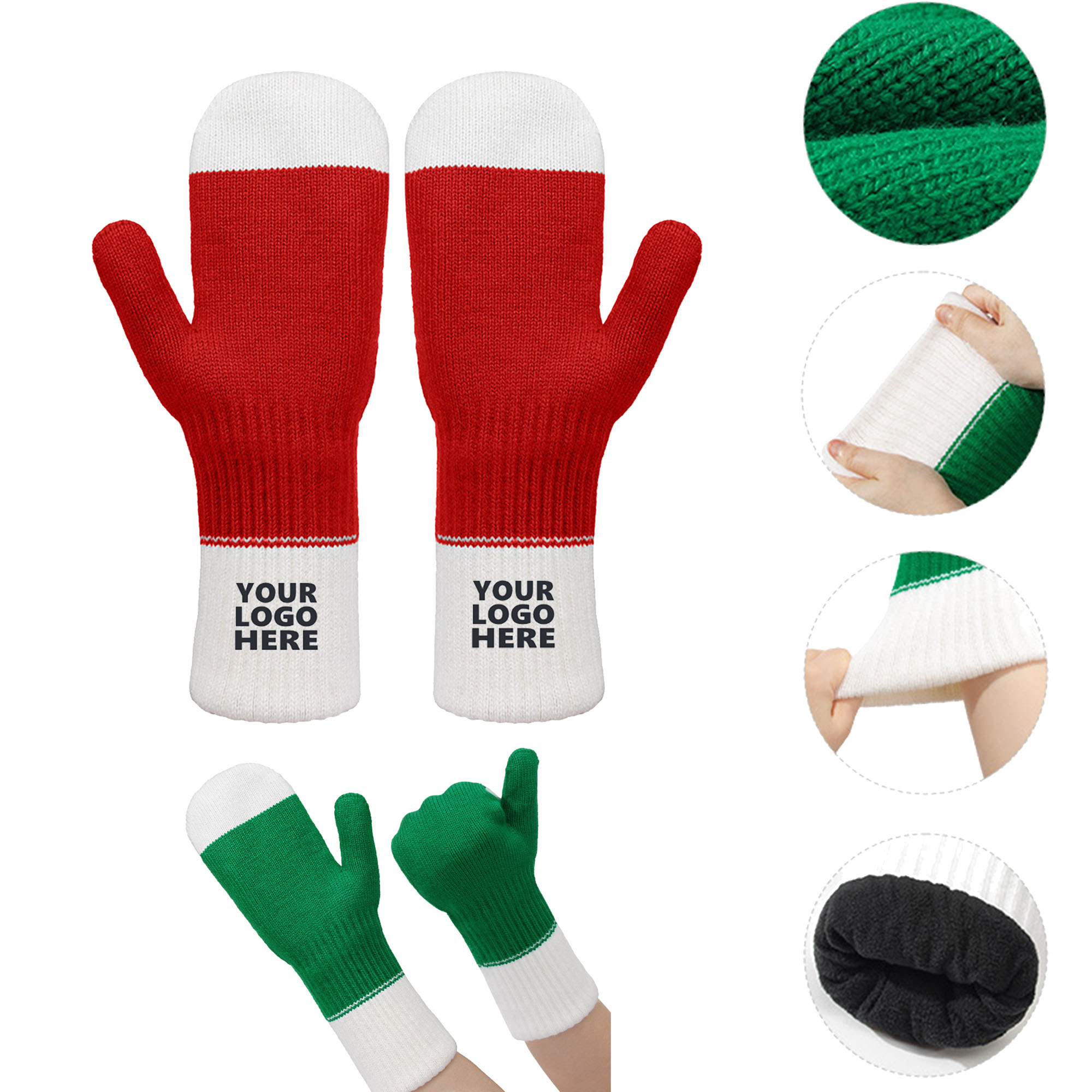 Full-finger Double-layered Christmas Gloves 3