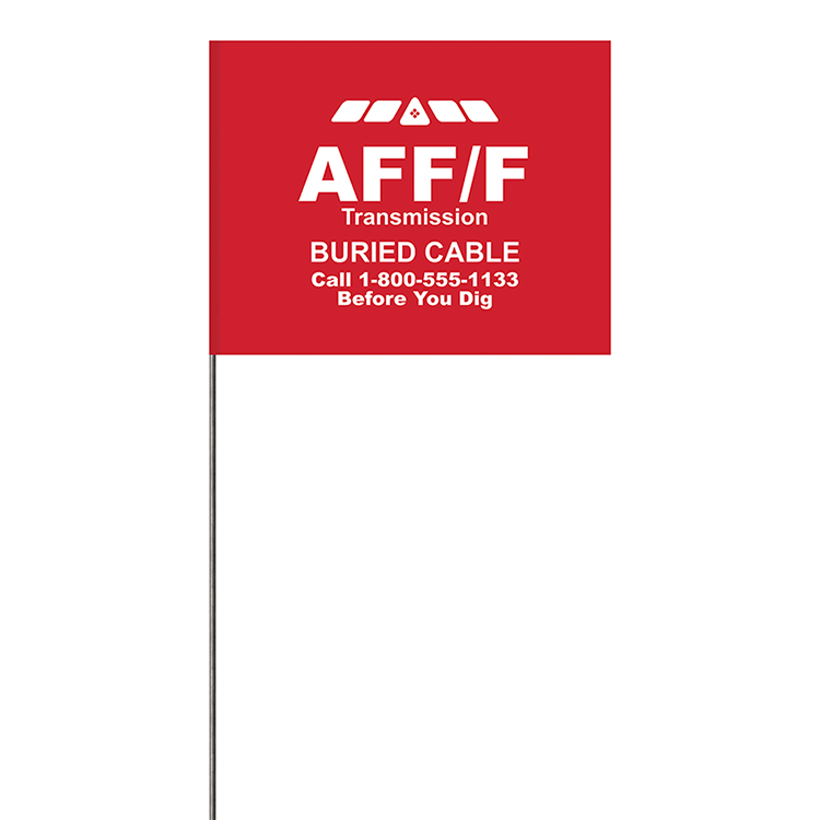 1-Color 4" x 5" Custom High Gloss Polyethylene Marking Flag with 21" Wire Staff 8