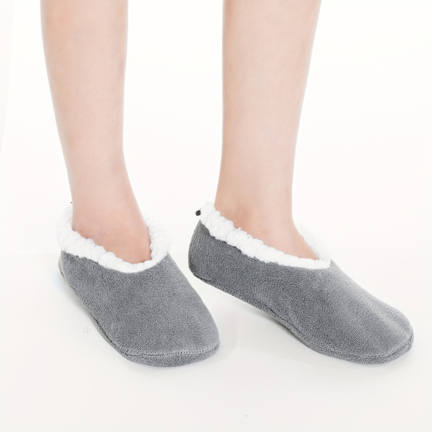 Adult Polyester Fleece Lined Non-Slip Indoor Slipper Socks 2