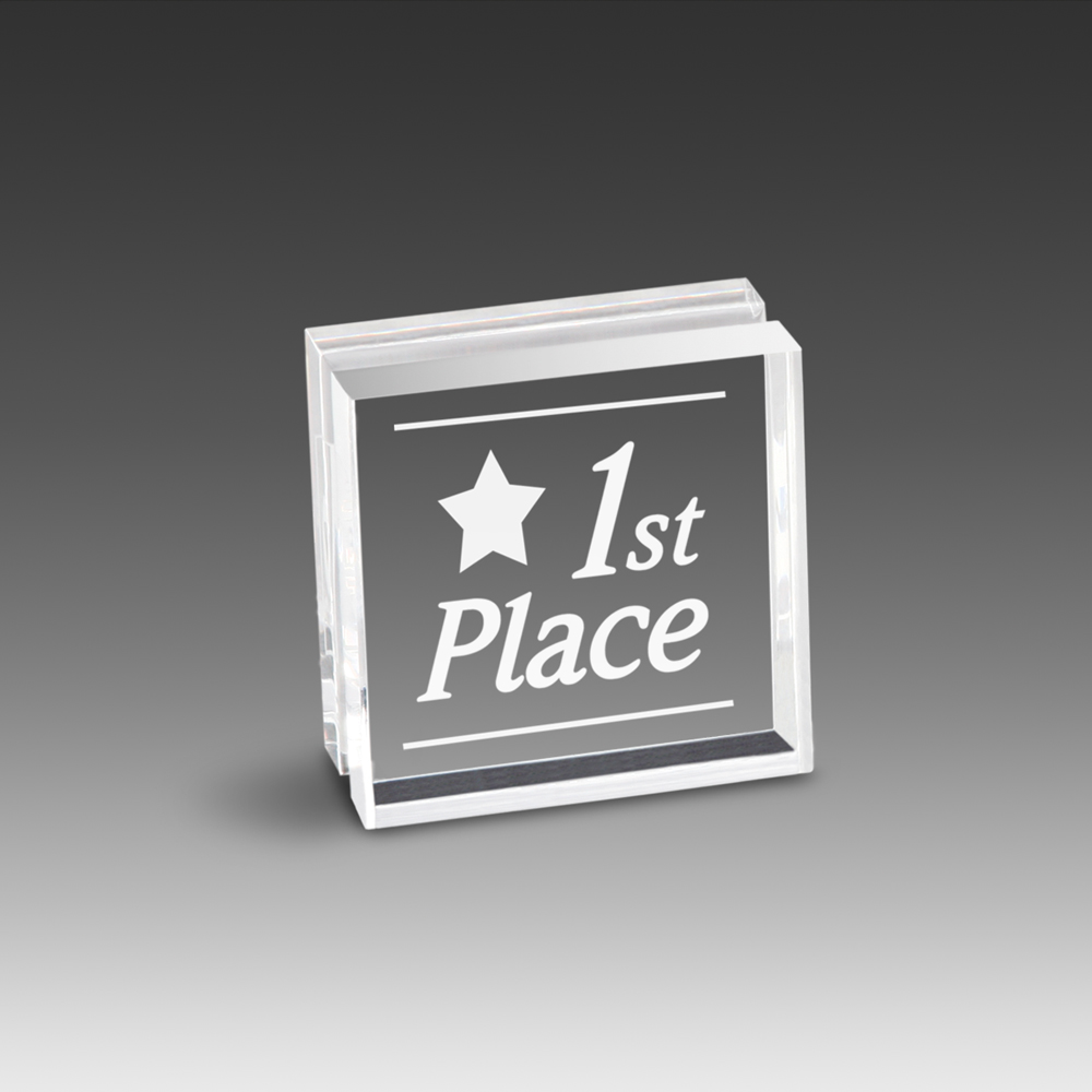 Mini Desk Paper Weight Award w/Polished "V" Groove Edges (1"x1") 1