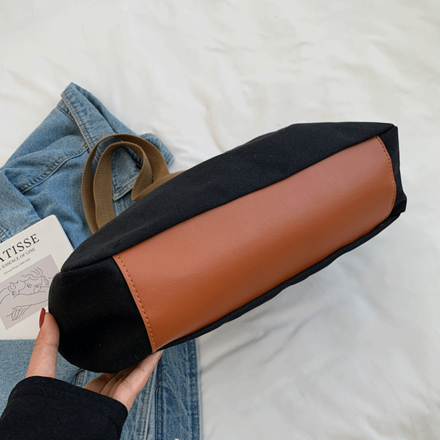 reusable earth-friendly black white Cotton Canvas Tote Bags 6