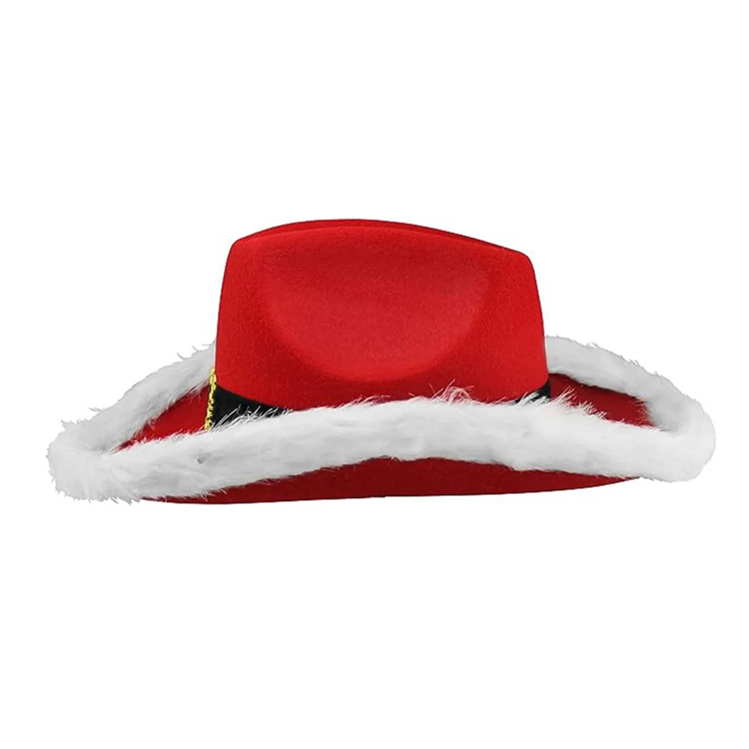 Santa Claus Christmas Hat With White Light Fur Trim 6