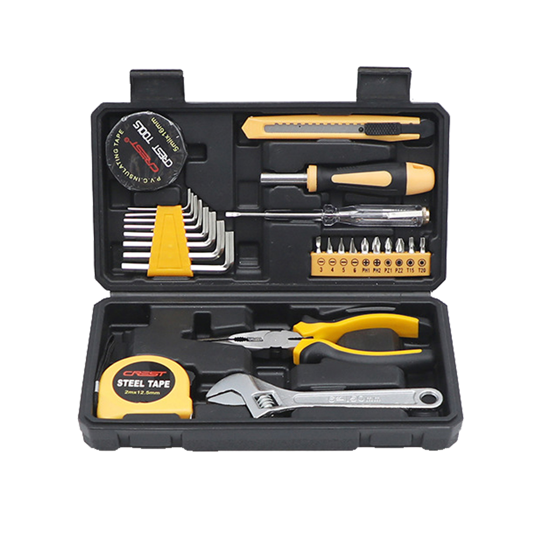 HandyPro 26pc Household Toolbox Set with Wrench, Electrical Tape, and Pliers 1
