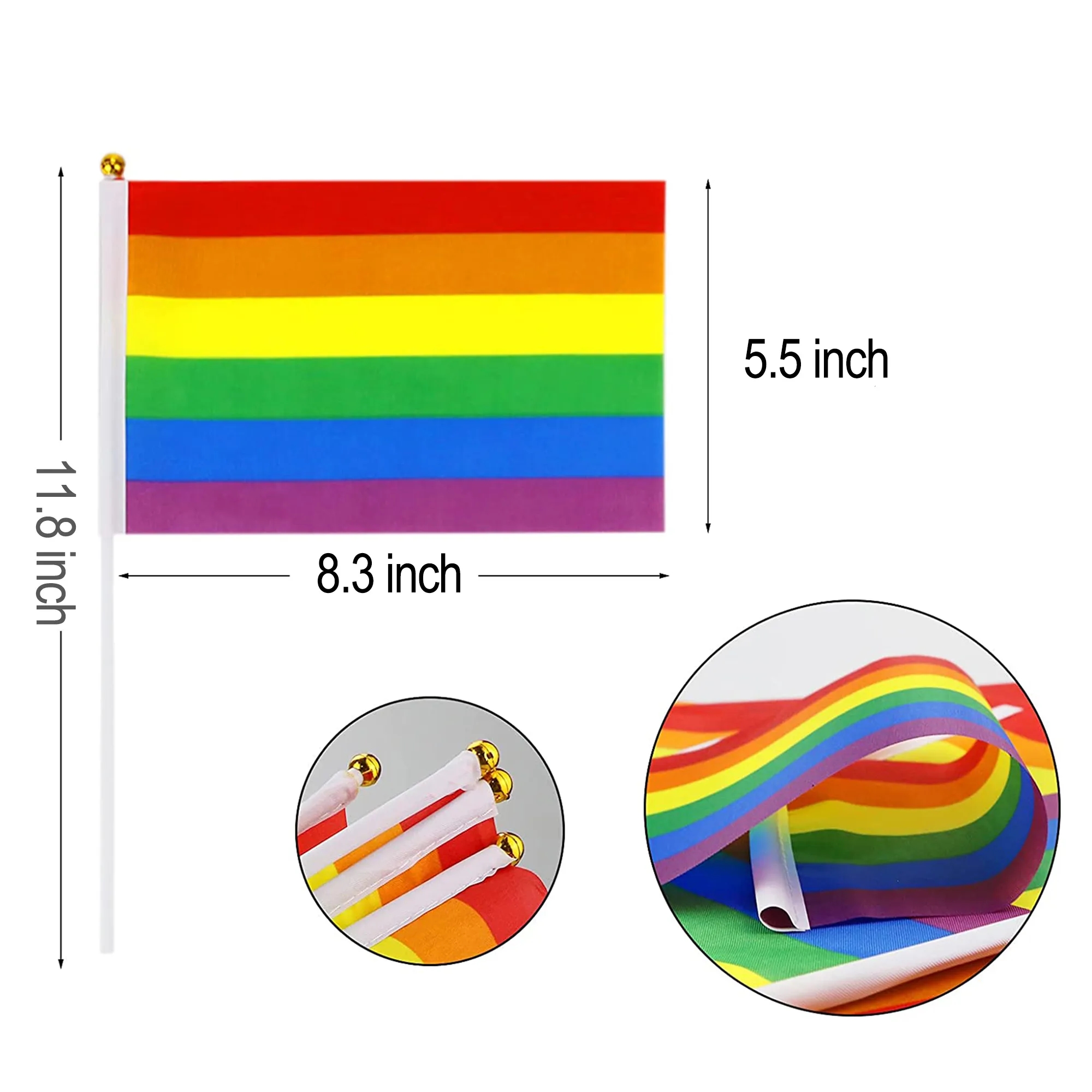 Small Mini Hand Held Rainbow Flag 3