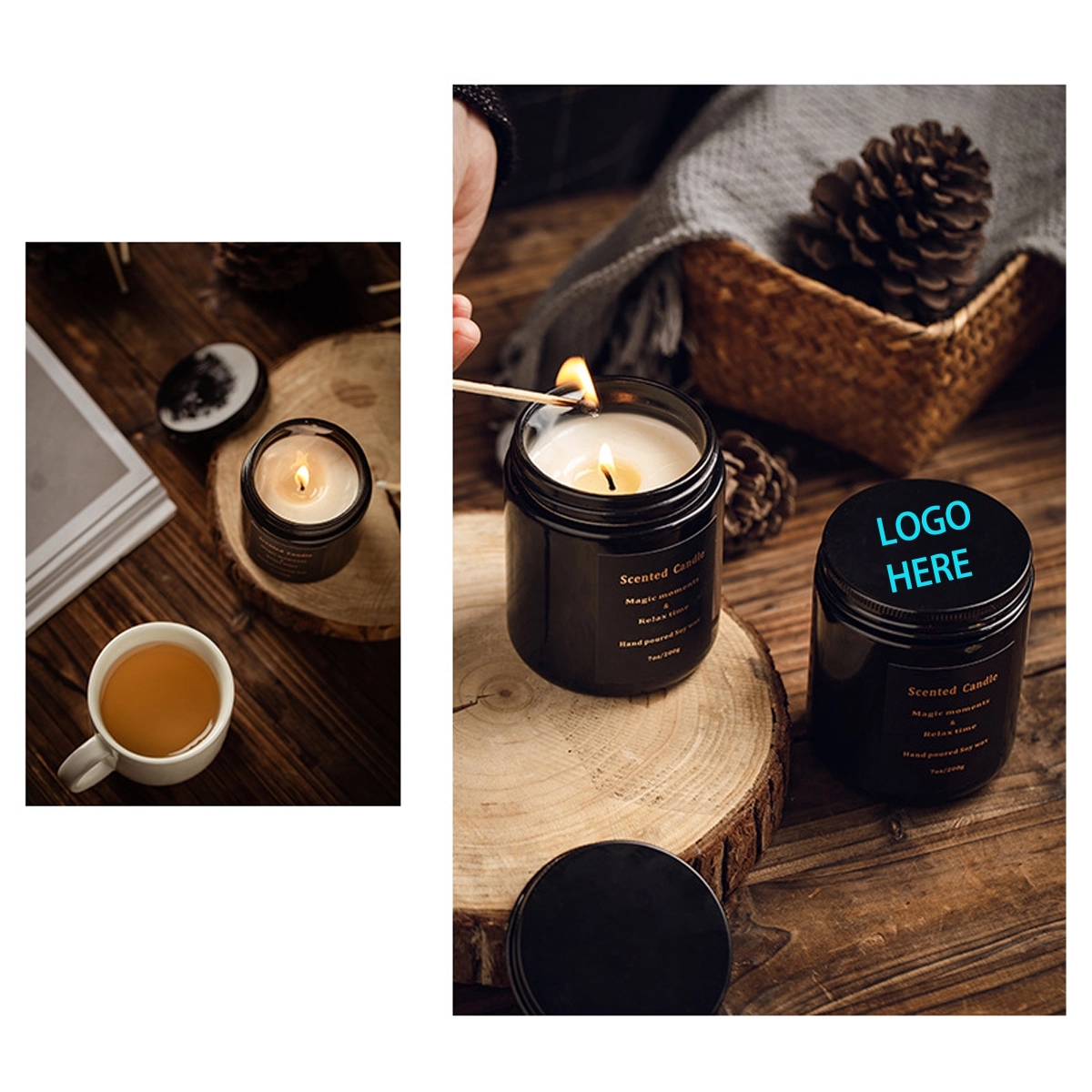 Aromatherapy Candle In Black Glass Jar 2