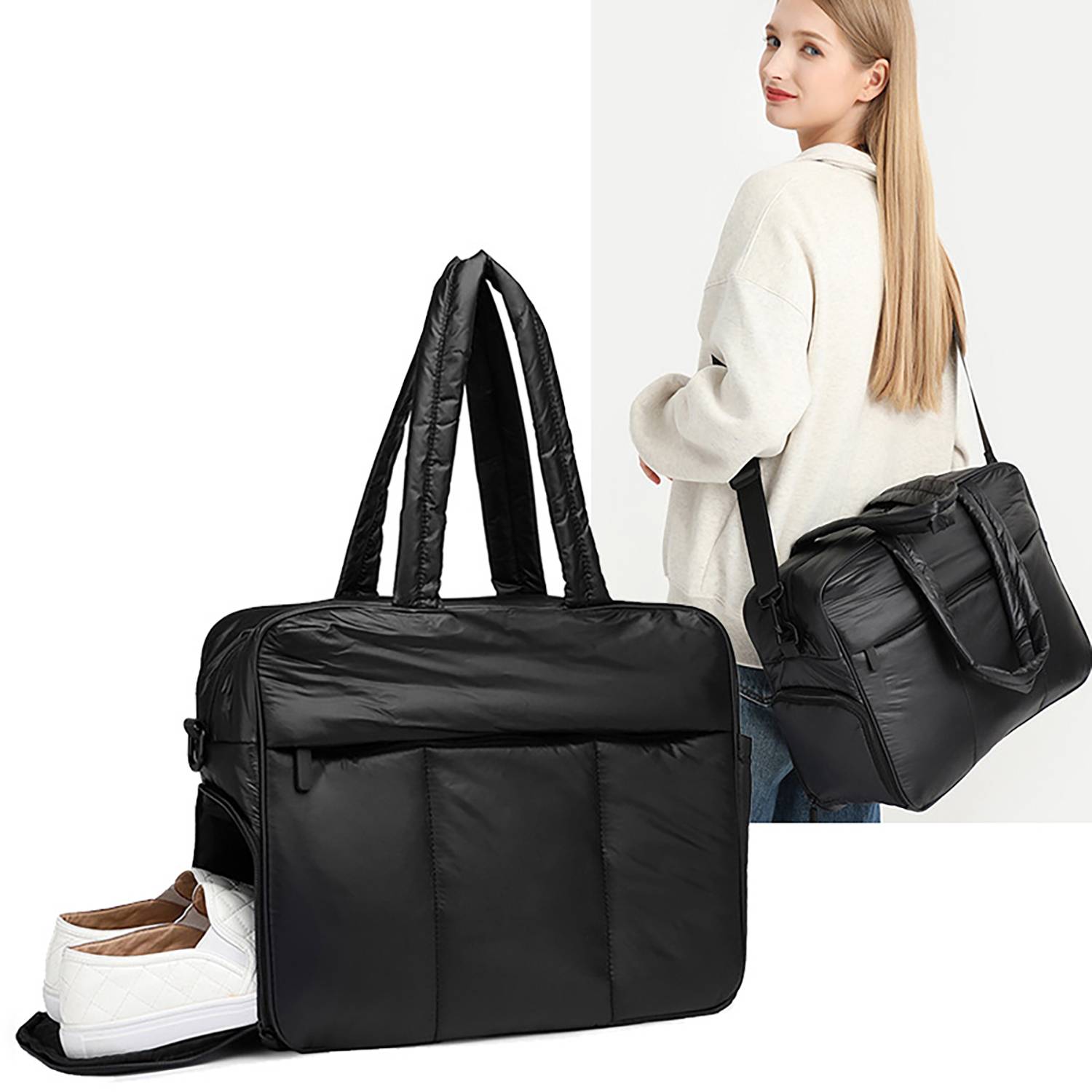 Lightweight Travel Duffel bag w/ Shoe Compartmenttan 2