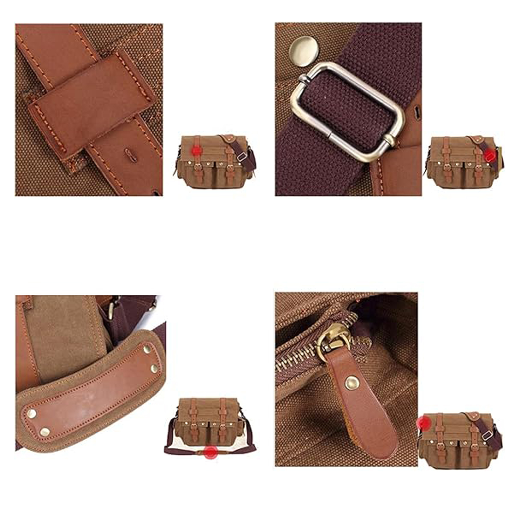 Men's Vintage Canvas Leather Messenger Bag 6