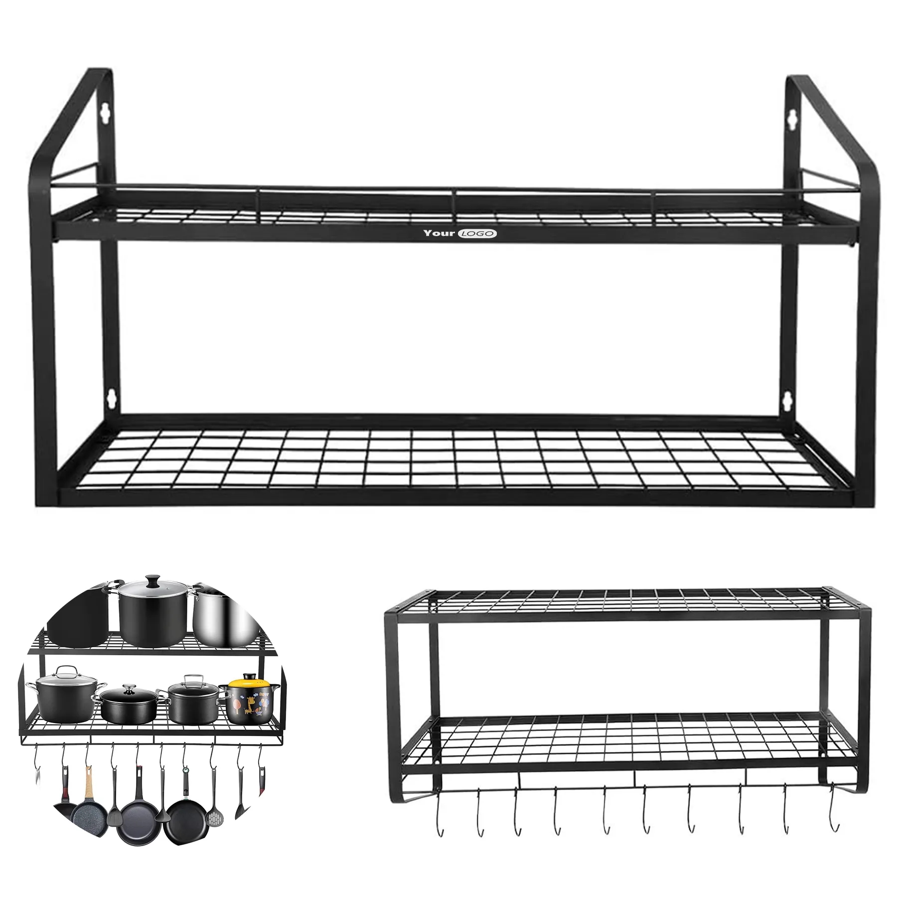 Metal Kitchen Layered Storage Pot Rack 1