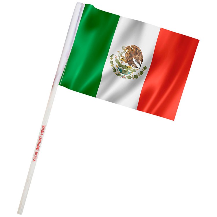 4" x 6" Mexico Imprinted Staff Polyester Stick Flags 2