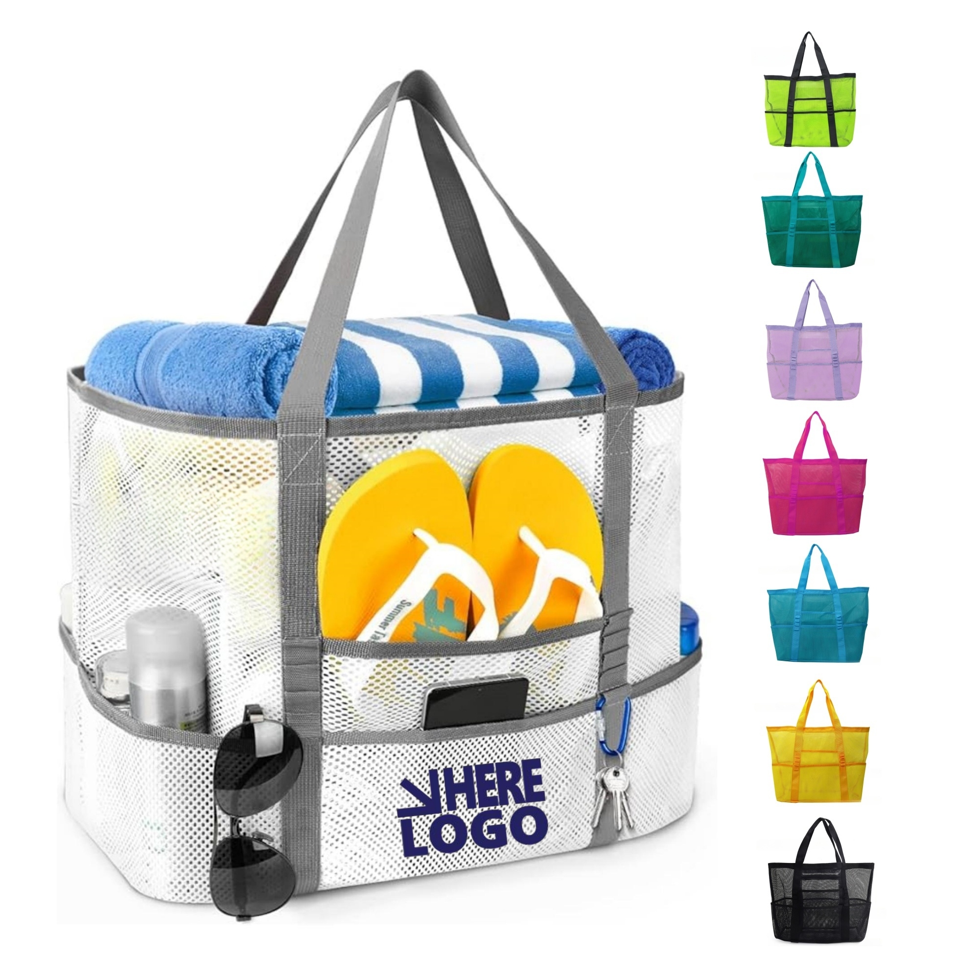 Extra Large Mesh Pockets Beach Bag 7