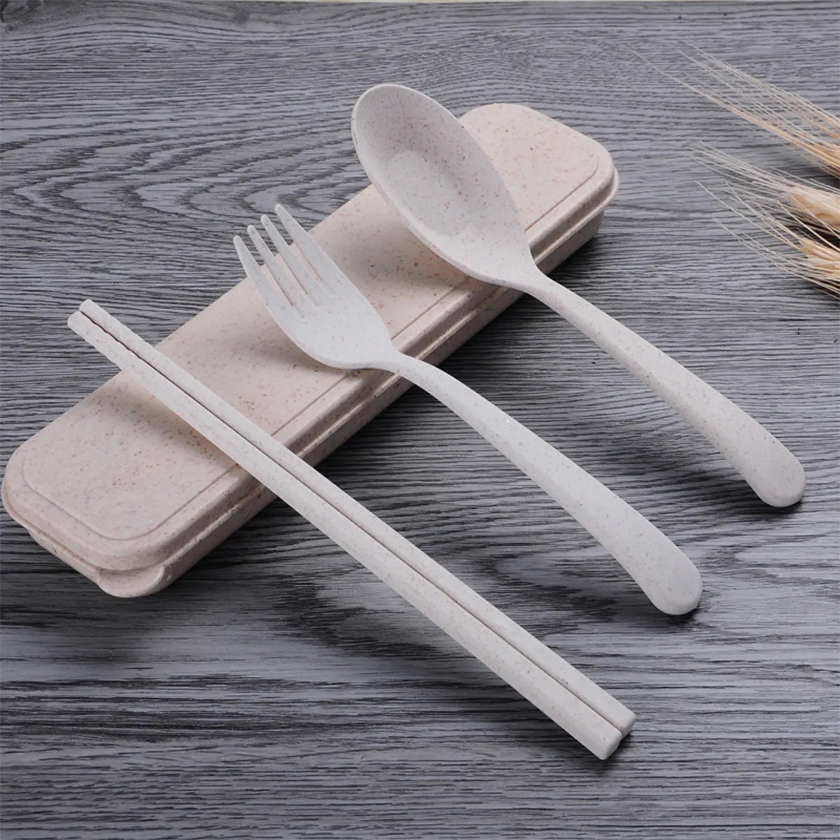 Travel Portable Anti-Crushed Wheat Cutlery Three-Piece Set 4