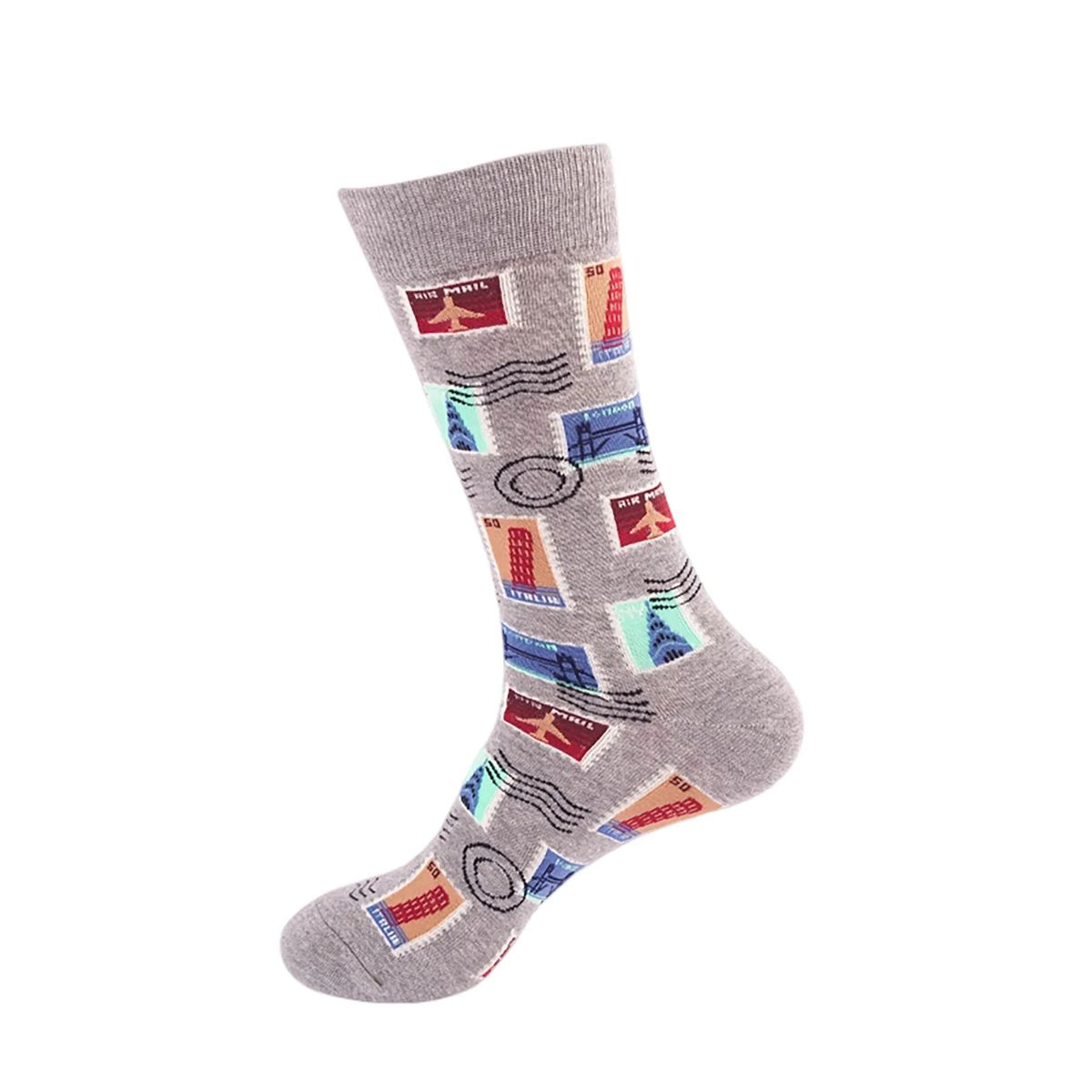 Cotton Crew Socks with Jacquard Pattern 19