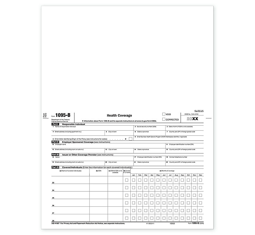 Laser 1095B ACA Health Coverage forms - 50 sheets/pk 2