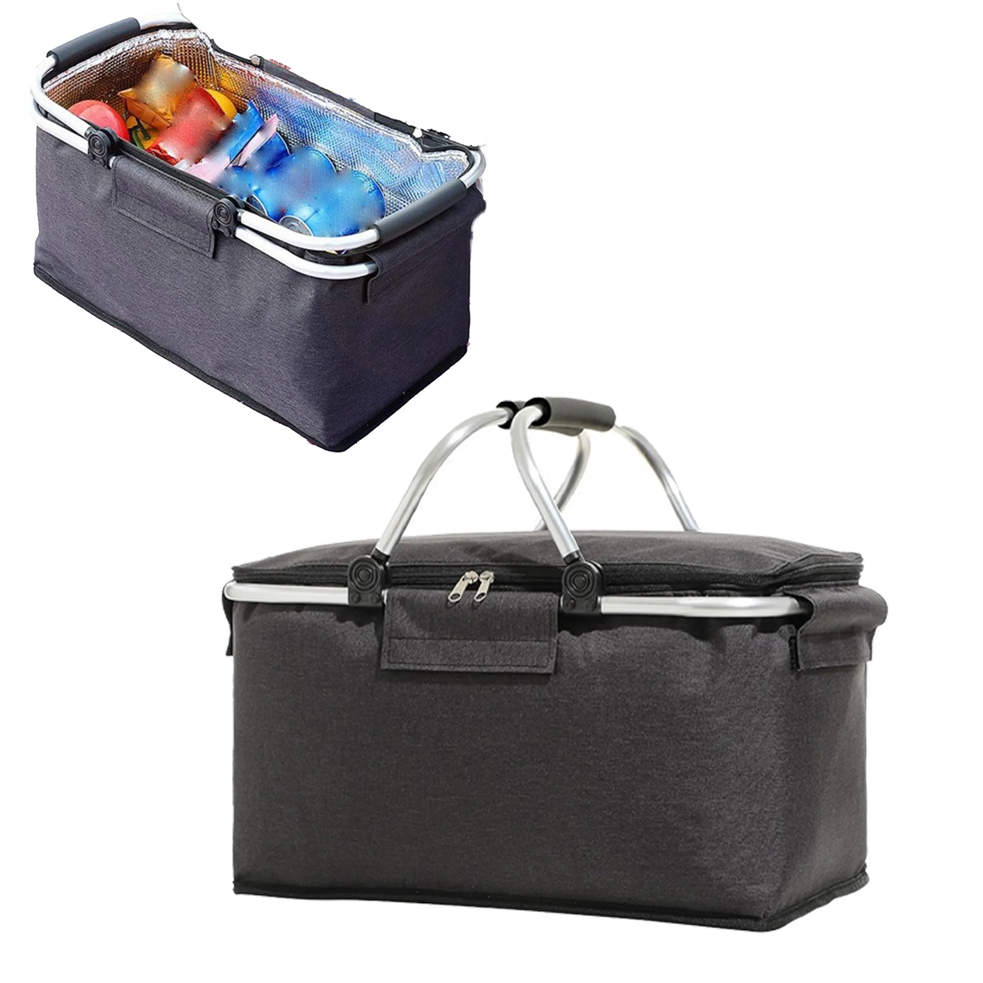 Outdoor Picnic Basket Large Capacity Foldable Insulated Bag 4