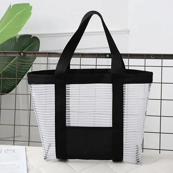 Sheer Striped Mesh Boat tote -13.8x12.6x4.7 6