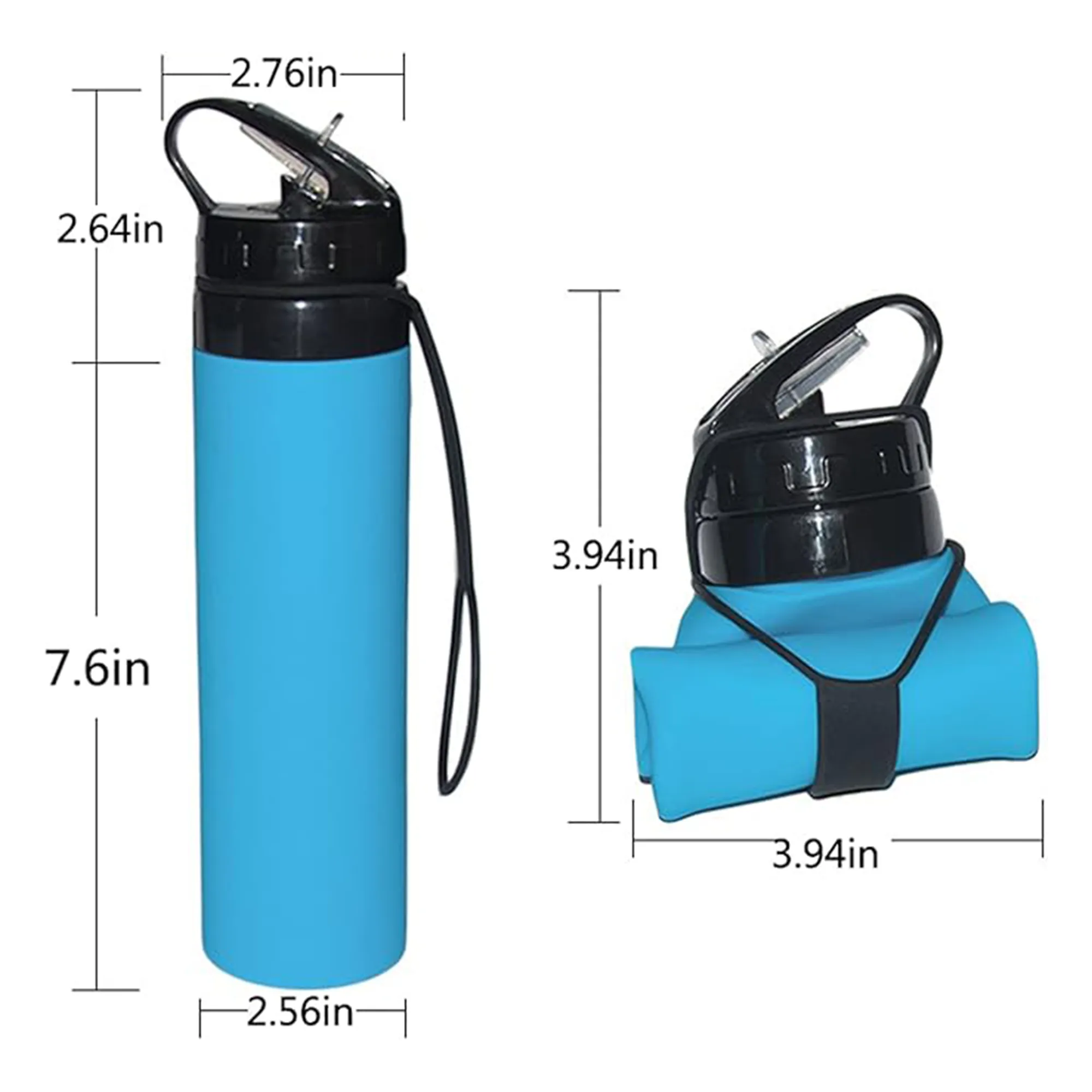 Folding Sports Water Bottle Squeeze Type Logo Customizable 4