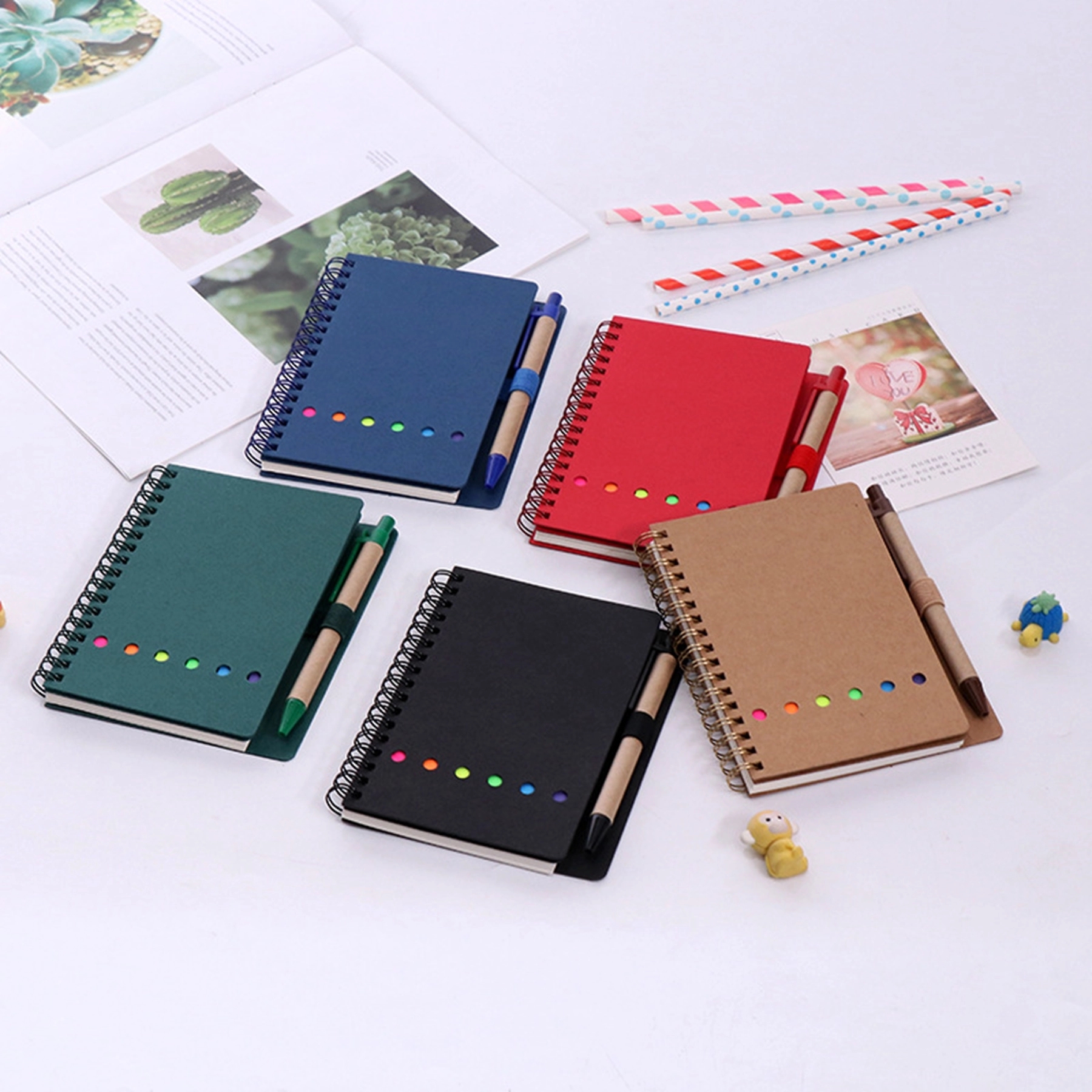 Kraft Paper Loose Leaf Notebook with Pen Sticker 3