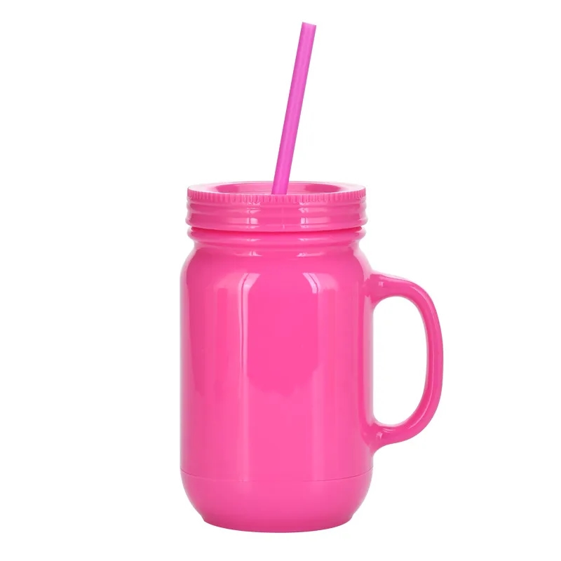 20OZ Double Plastic Mason Bottle With Straw 8