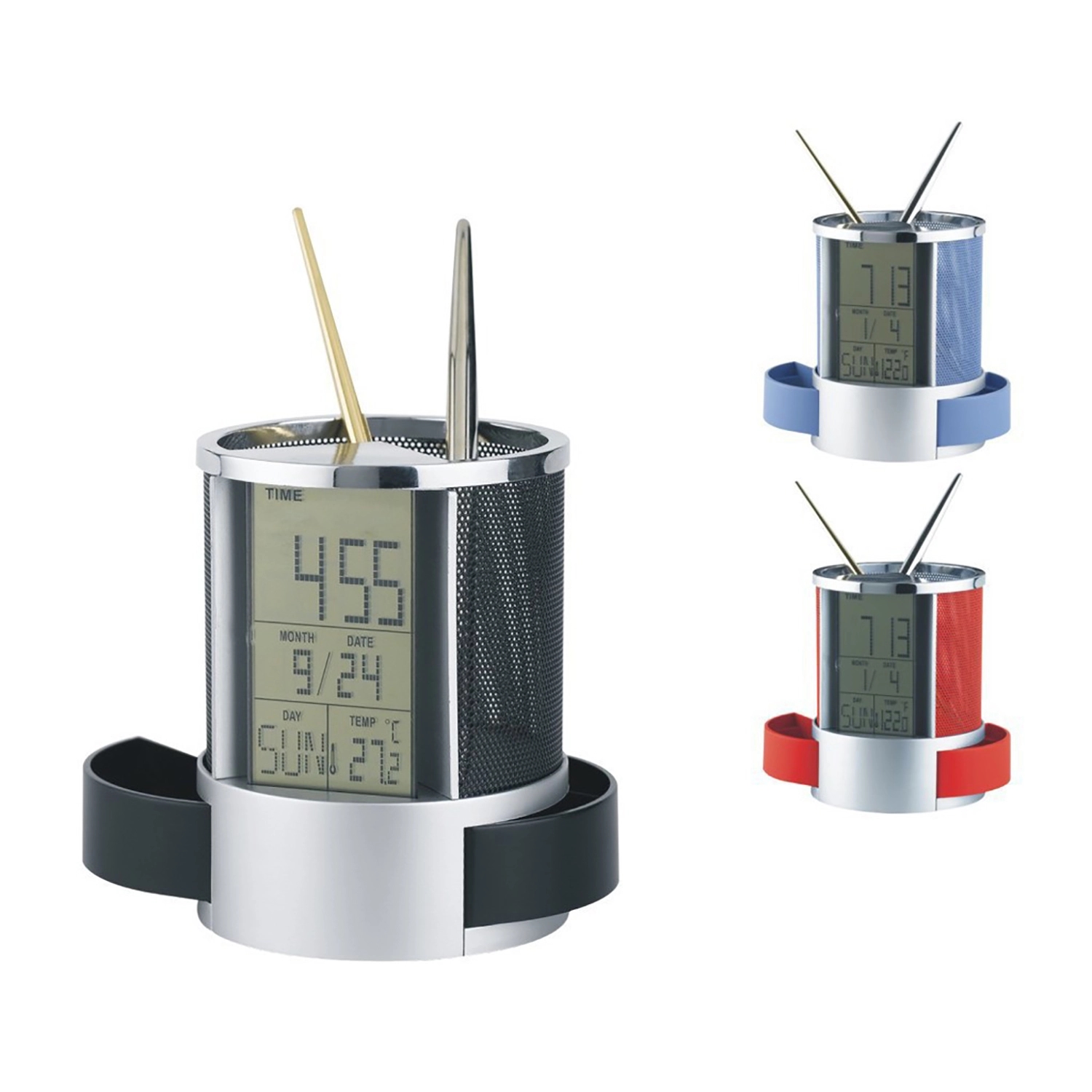 Multifunction Desk Clock with Pen Cup 2