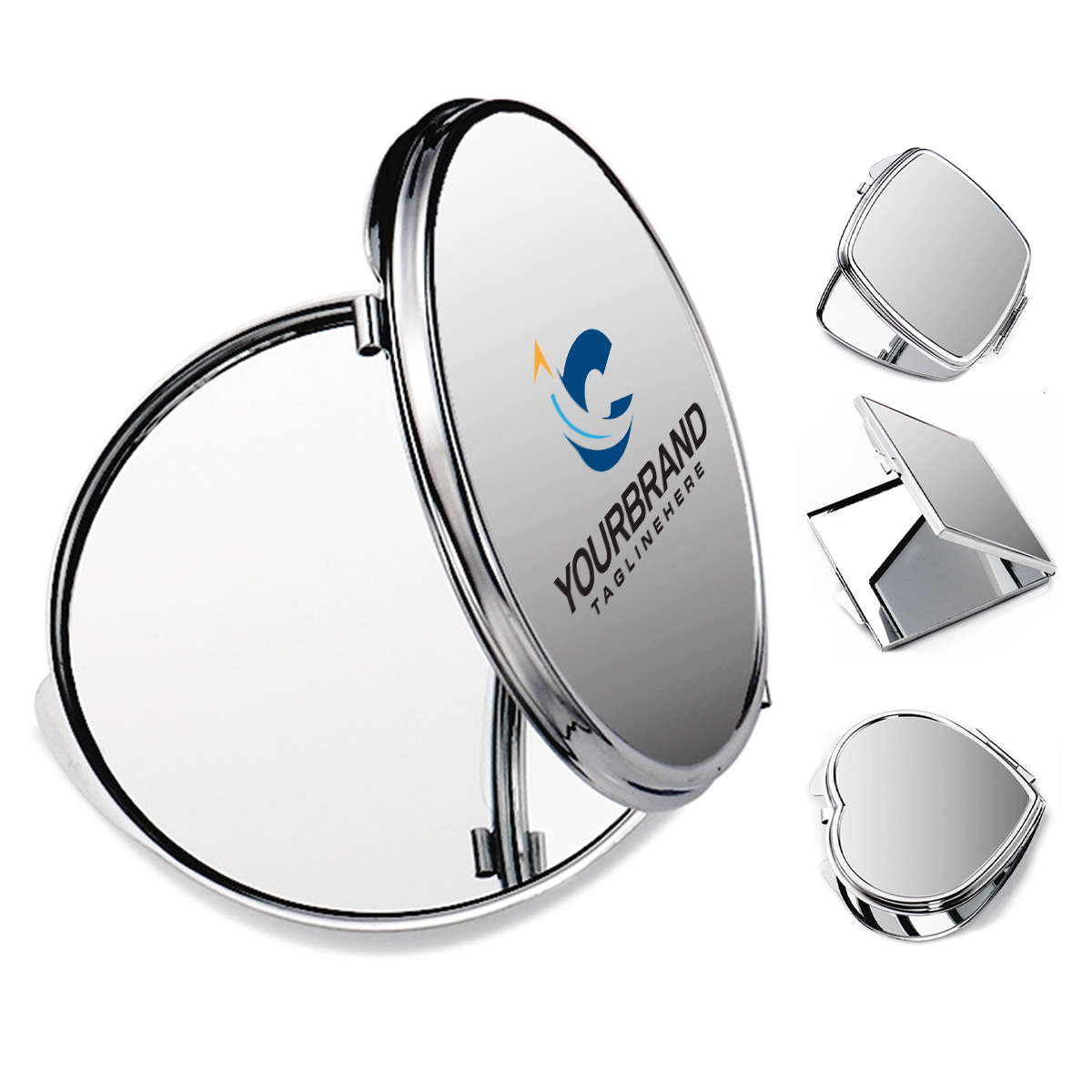 Simple Blank Makeup Mirror Love Square Round Stainless Steel 2