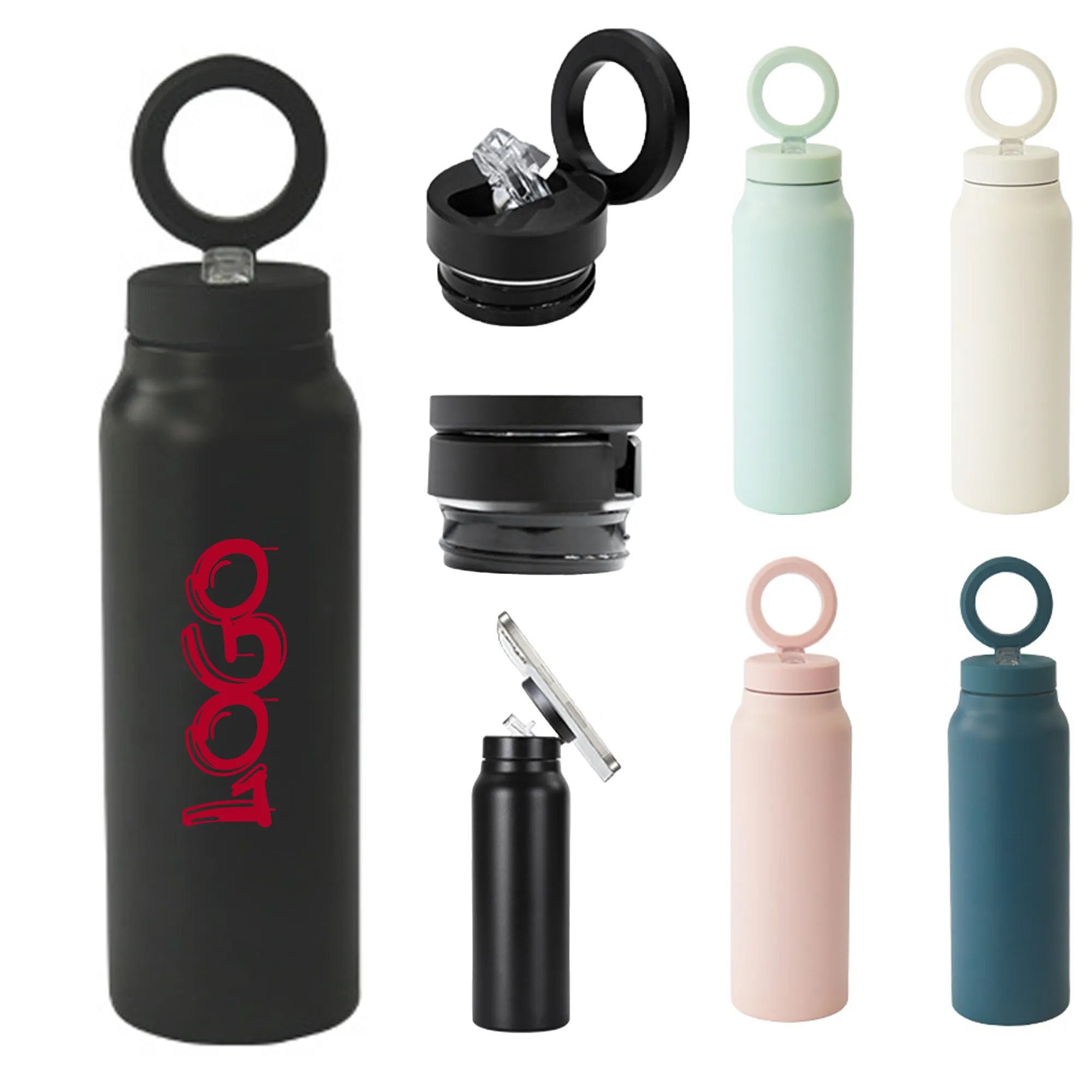 MOQ50 24oz Insulated Water Bottle With Magnetic Phonr Holder 3