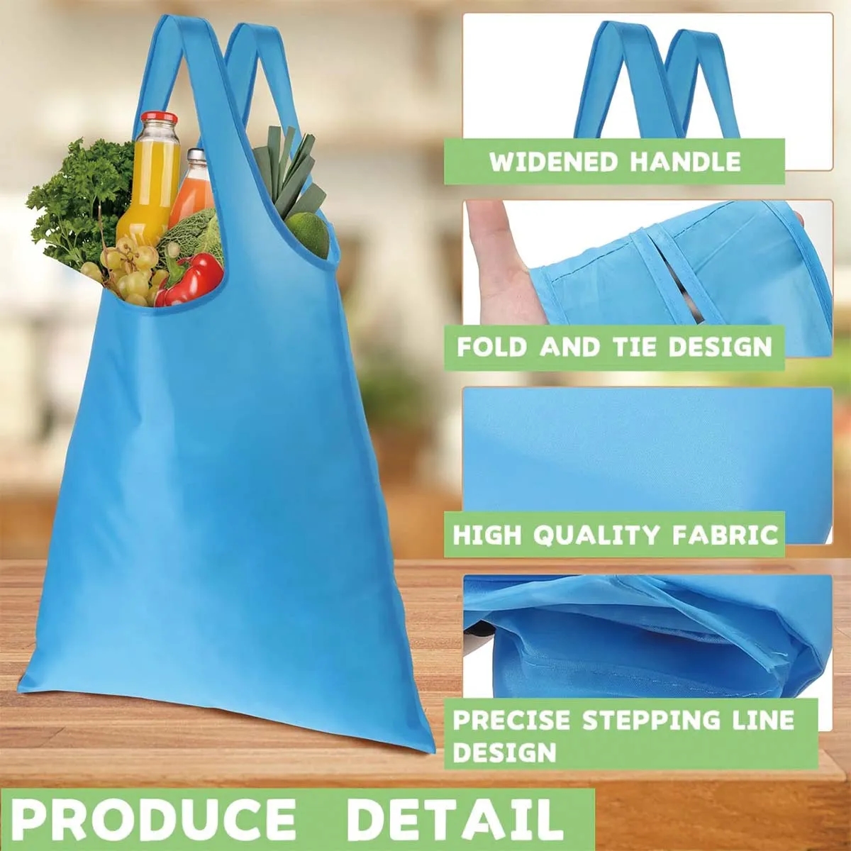 Stock Durable Colorful Folding Reusable Grocery Bags, custom tote bag with logo imprint 6