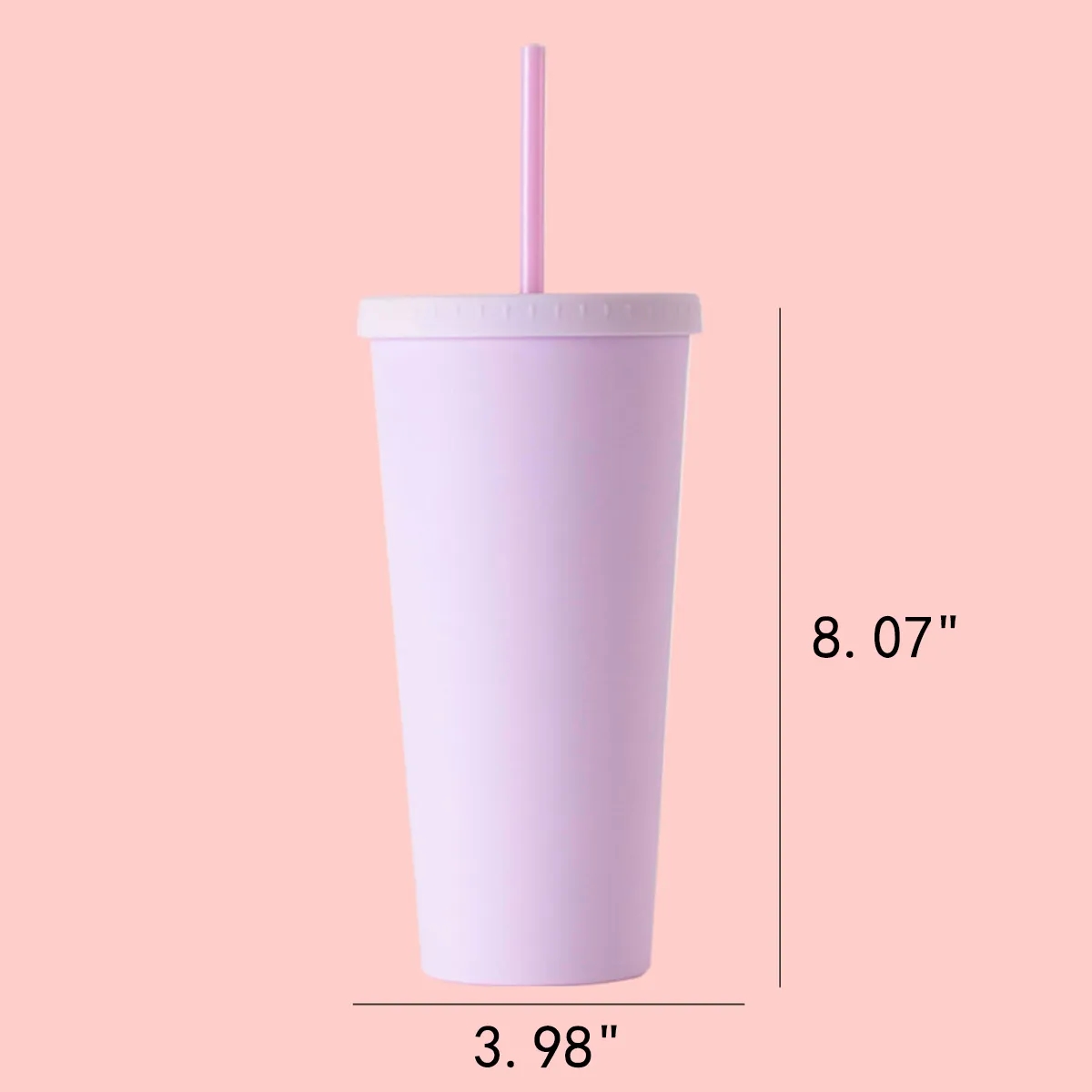 24OZ Candy Color Double-Layer Plastic Straw Cup with Lid 4